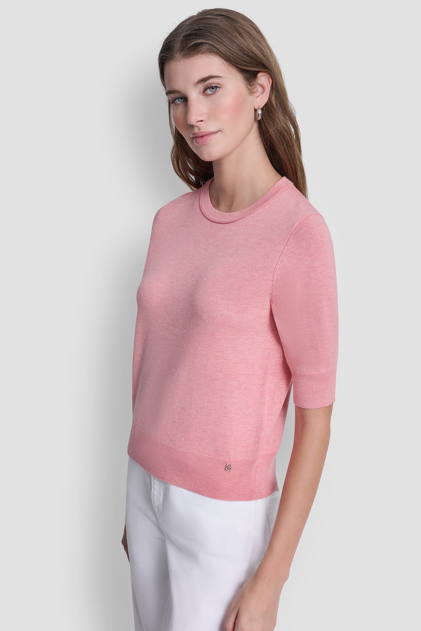 ELBOW SLEEVE CREW NECK SWEATER VIEW 4 | DKNY JEANS