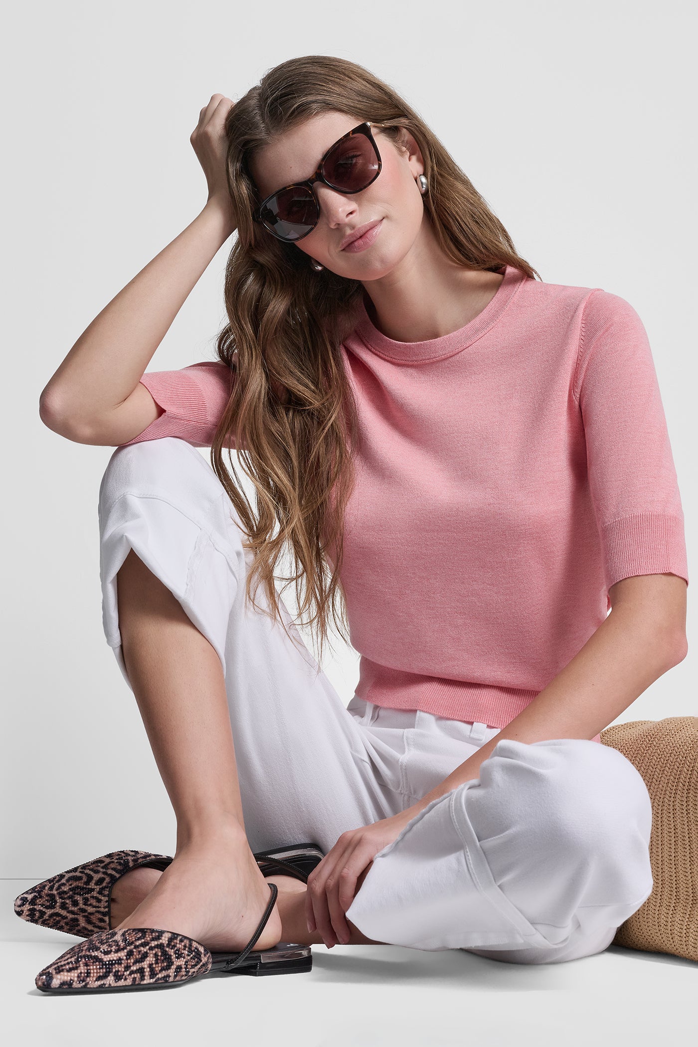 ELBOW SLEEVE CREW NECK SWEATER VIEW 7 | DKNY JEANS