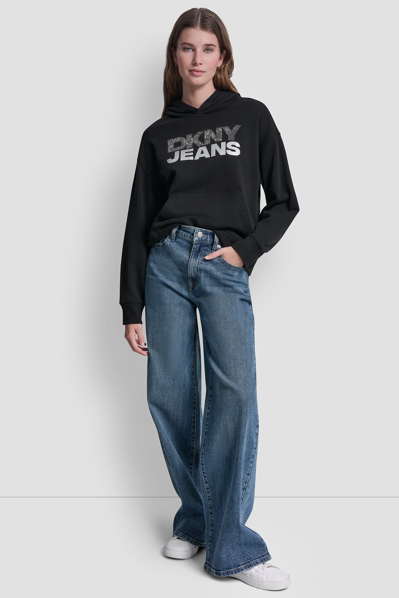 STACKED RHINESTONE FOIL LOGO HOODIE VIEW 6 | All Products