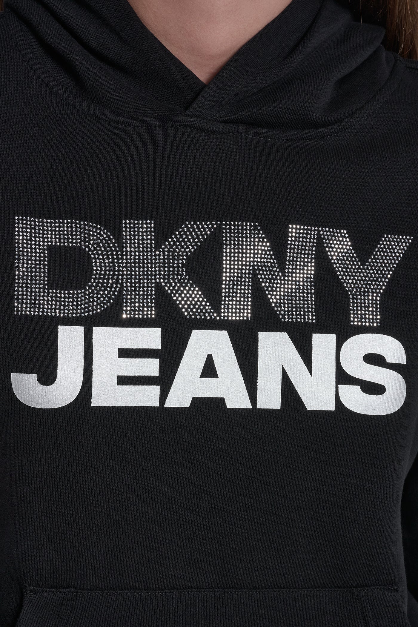 Stacked Rhinestone Foil Logo Hoodie | Sweatshirt | DKNY
