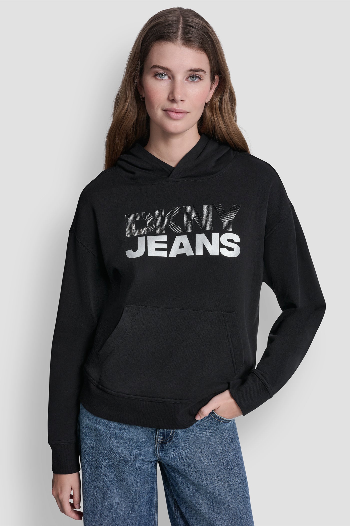 STACKED RHINESTONE FOIL LOGO HOODIE VIEW 4 | All Products