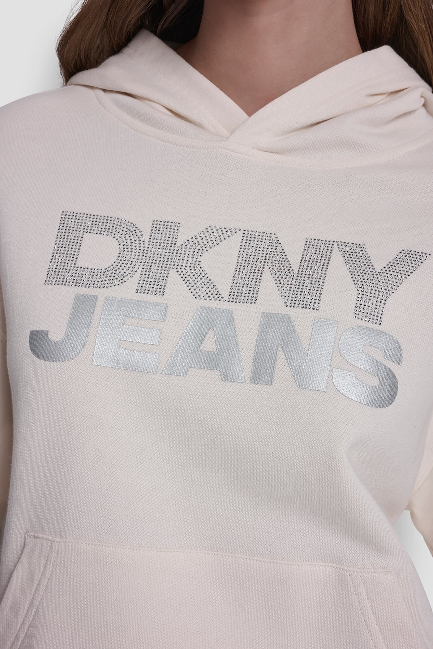 Stacked Rhinestone Foil Logo Hoodie | Sweatshirt | DKNY