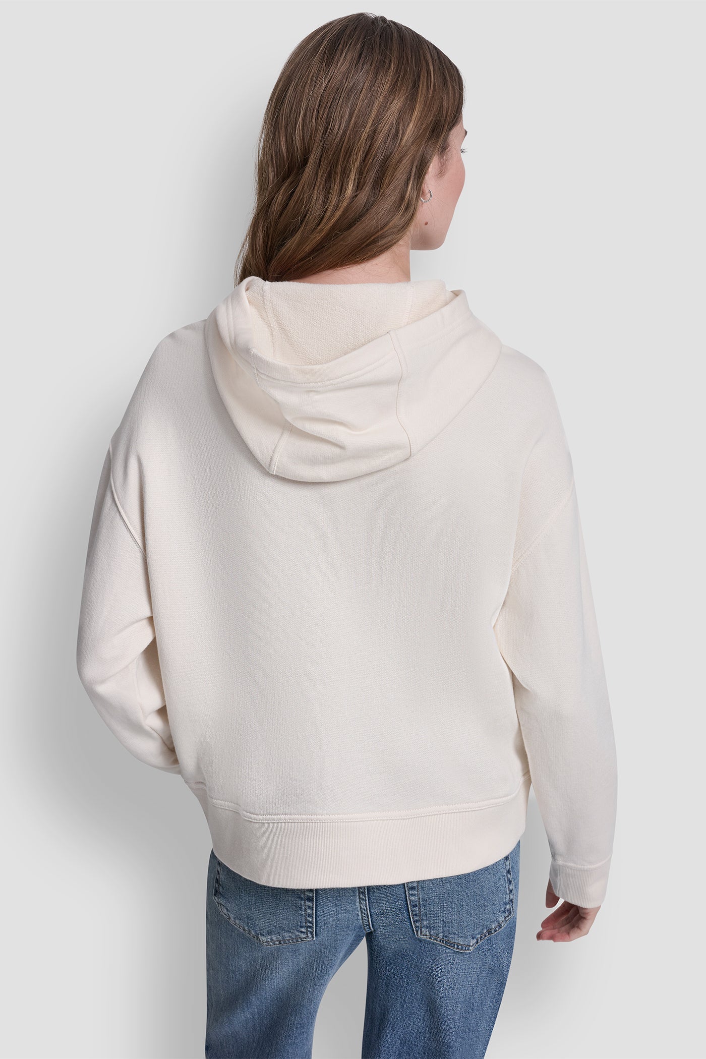 Eggnog/Silver STACKED RHINESTONE FOIL LOGO HOODIE, VIEW 2 | All Products
