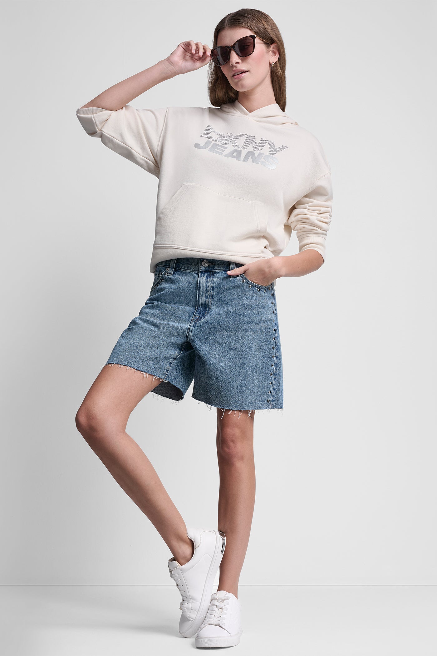 STACKED RHINESTONE FOIL LOGO HOODIE VIEW 6 | Gifts Under $100