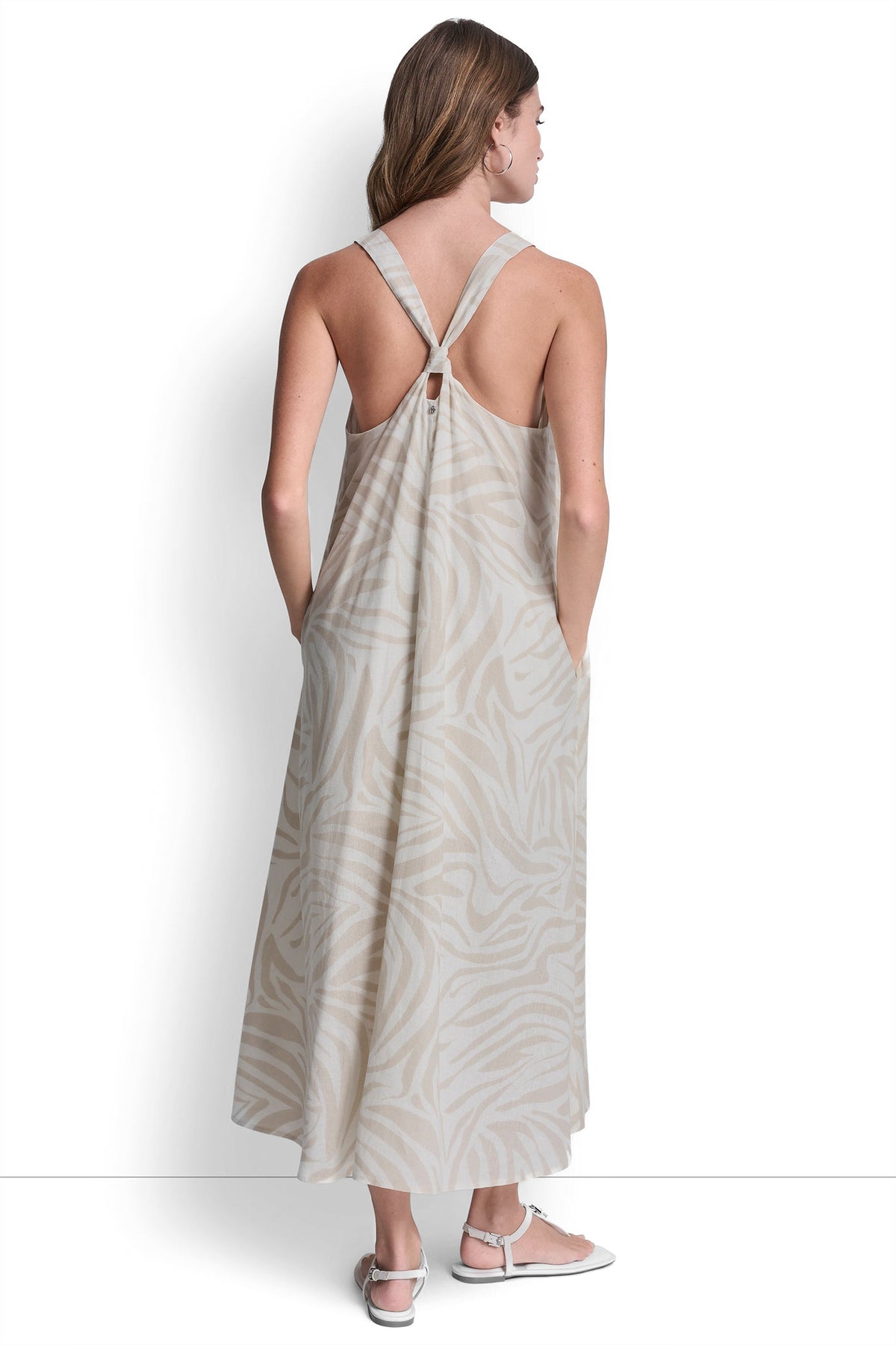 LINEN-BLEND TIE BACK MAXI DRESS VIEW 2