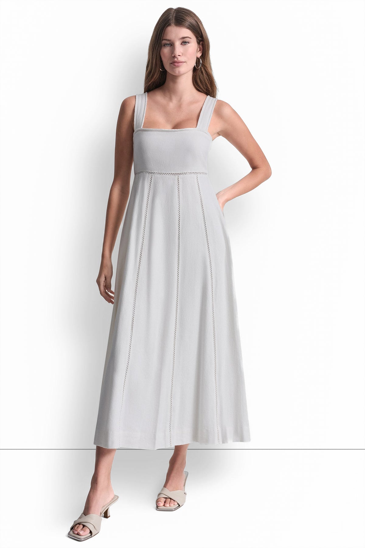SEAMED TANK DRESS WITH TIE BACK VIEW 2