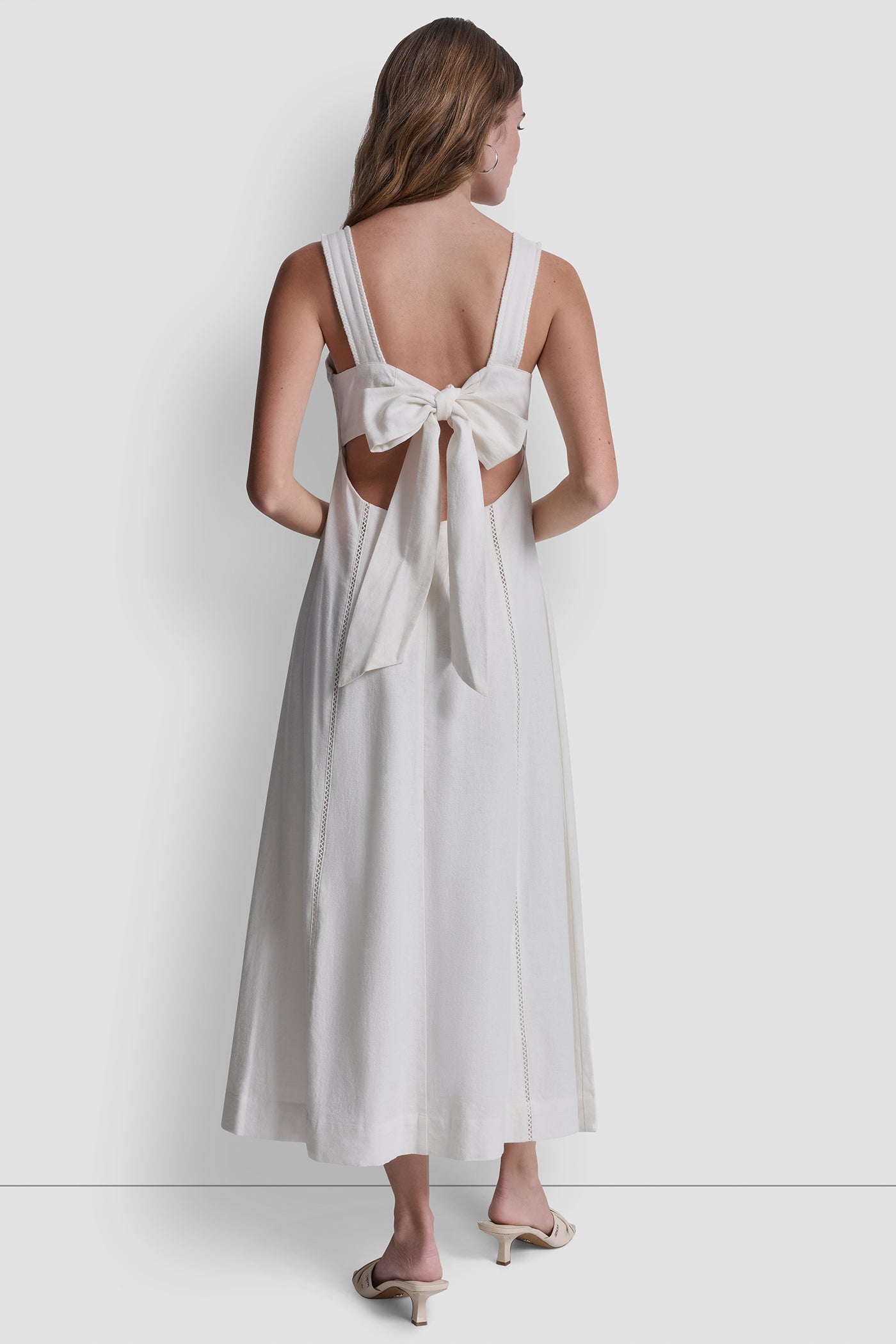 Ivory SEAMED TANK DRESS WITH TIE BACK, BACK VIEW | The Vacation Edit