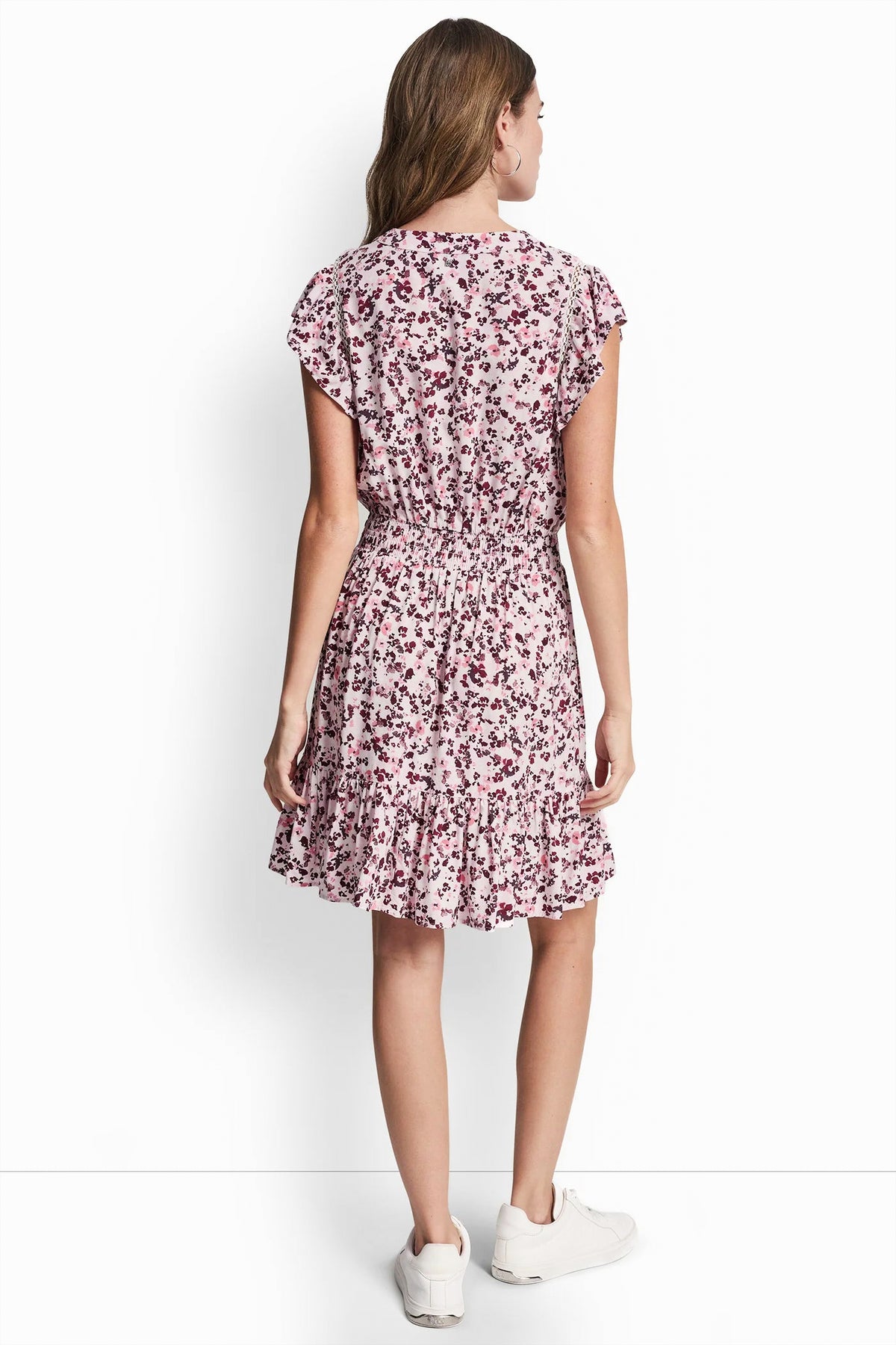 SMOCKED WAIST V-NECK DRESS VIEW 2