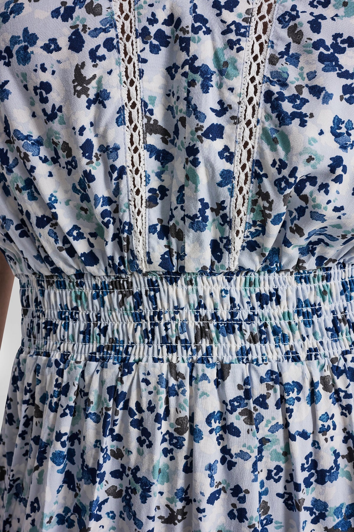 SMOCKED WAIST V-NECK DRESS VIEW 2