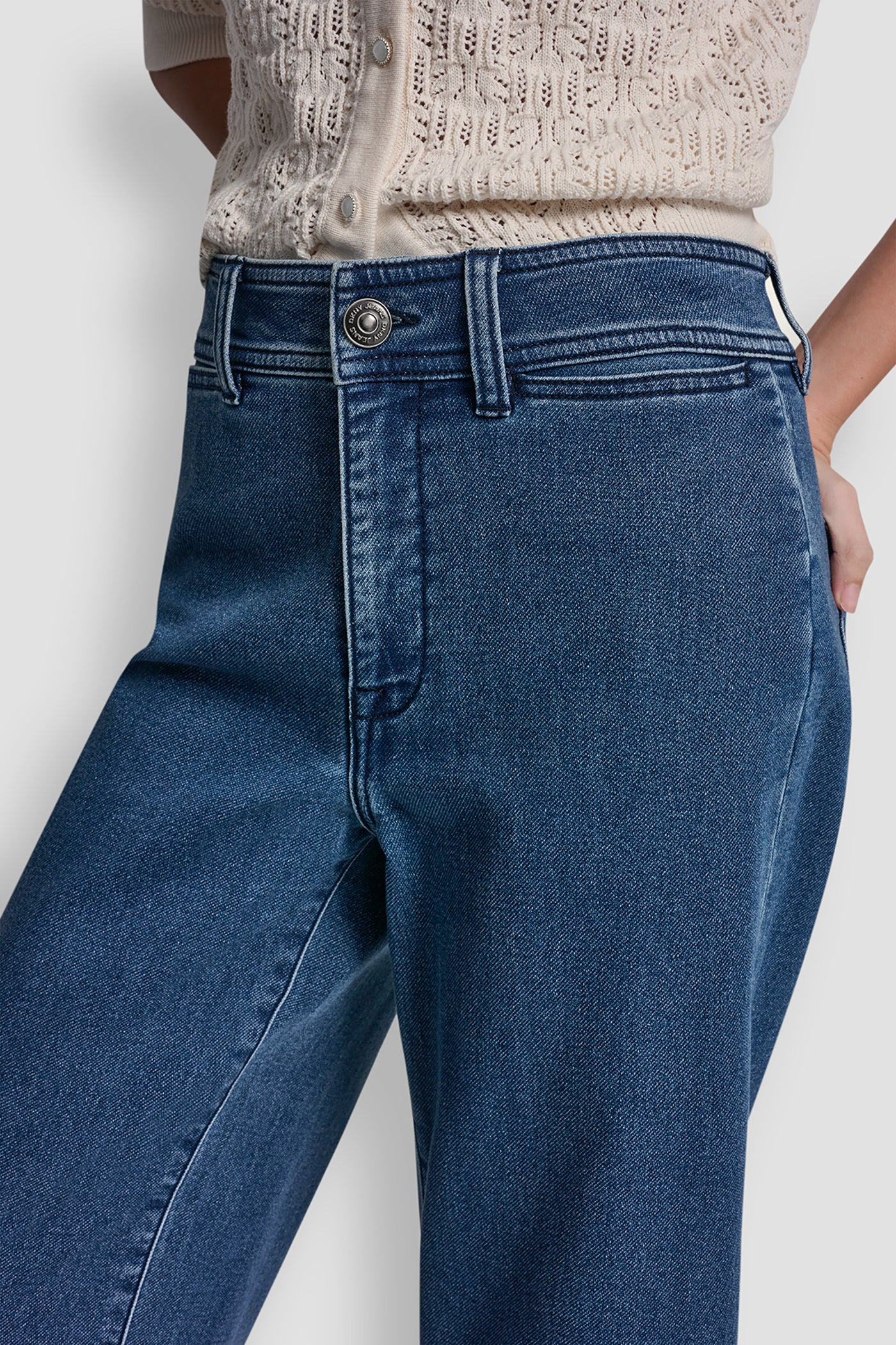 INDIGO TERRY CROPPED WIDE LEG VIEW 5 | DKNY JEANS