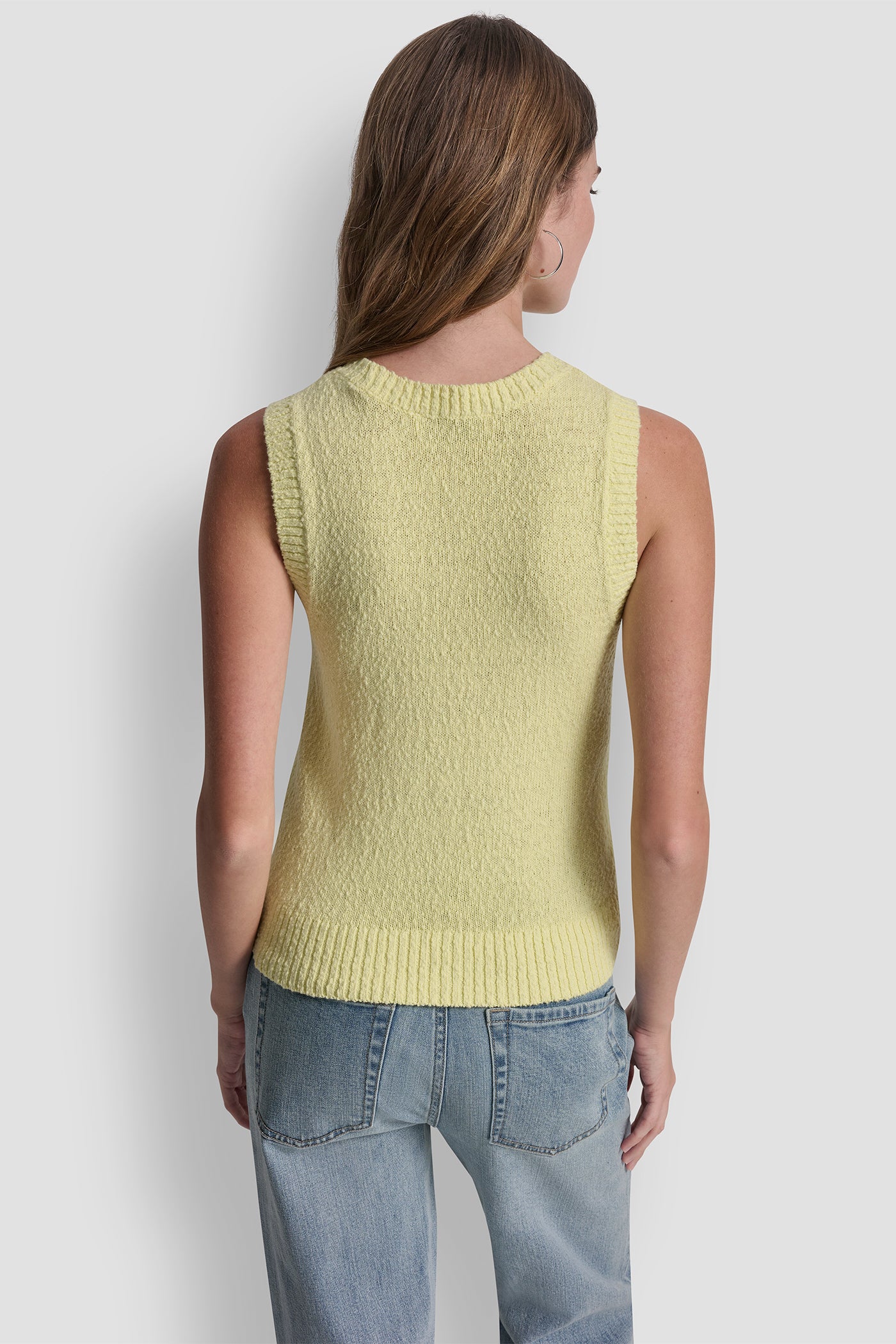 Lemon Light CREW NECK SLEEVELESS SWEATER, BACK VIEW | The Vacation Edit