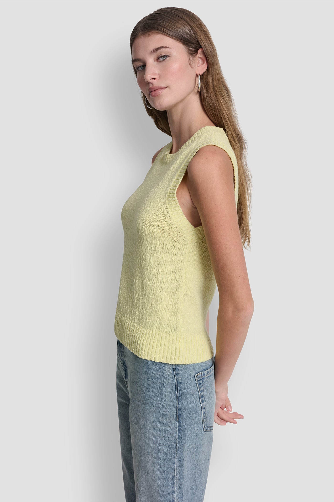 CREW NECK SLEEVELESS SWEATER VIEW 3 | The Vacation Edit