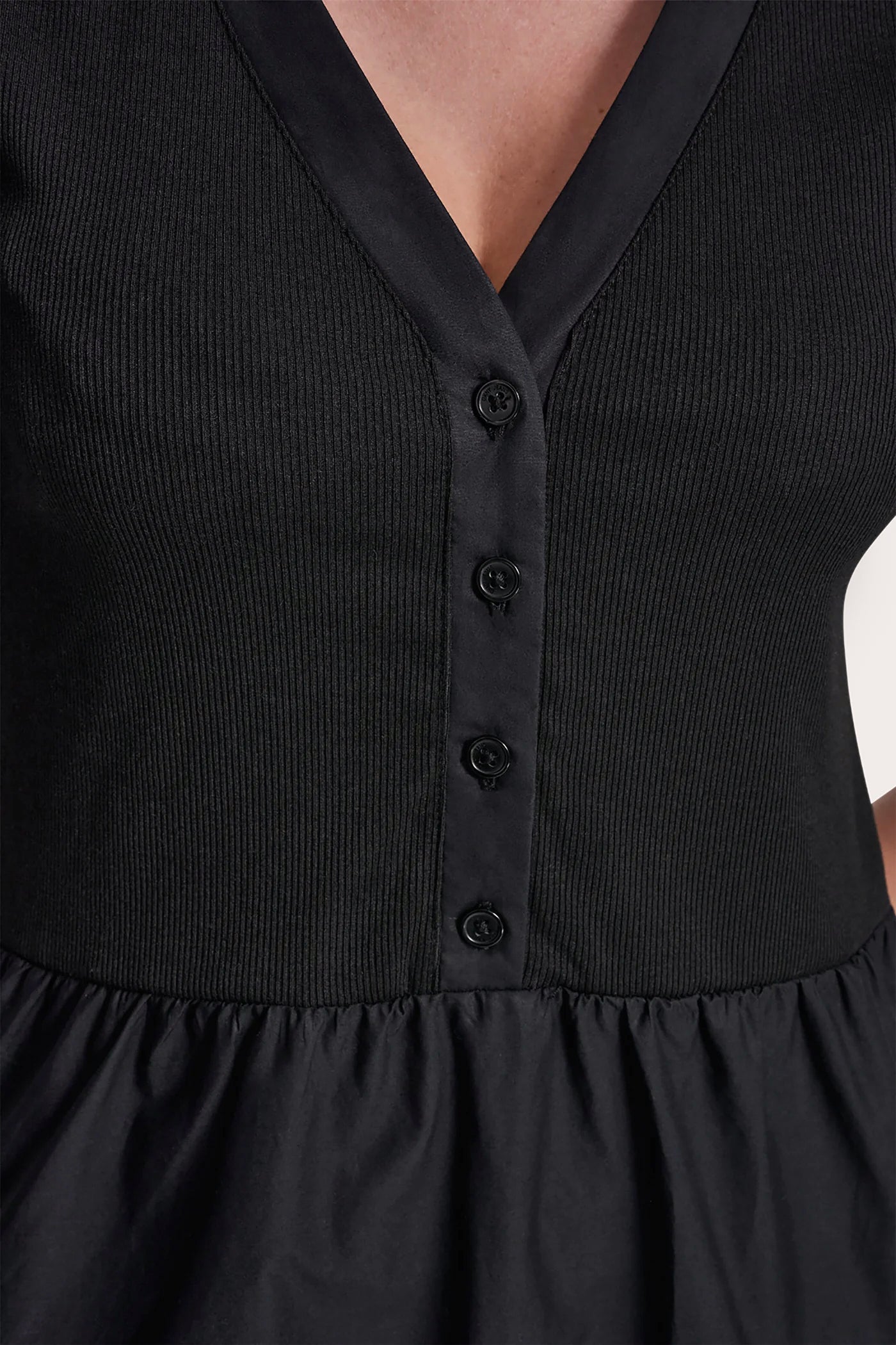 RIB HENLEY MIDI DRESS WITH PUFF SLEEVES VIEW 7 | MIDI DRESSES