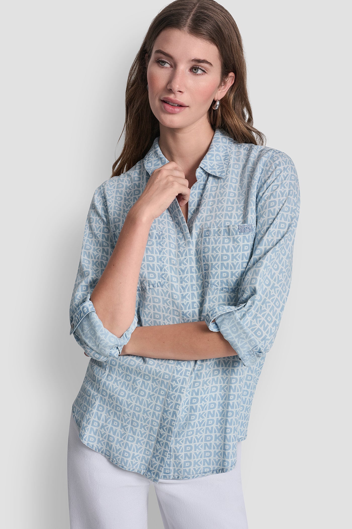 GARMENT DYE SPLIT BACK SHIRT VIEW 4 | DKNY JEANS