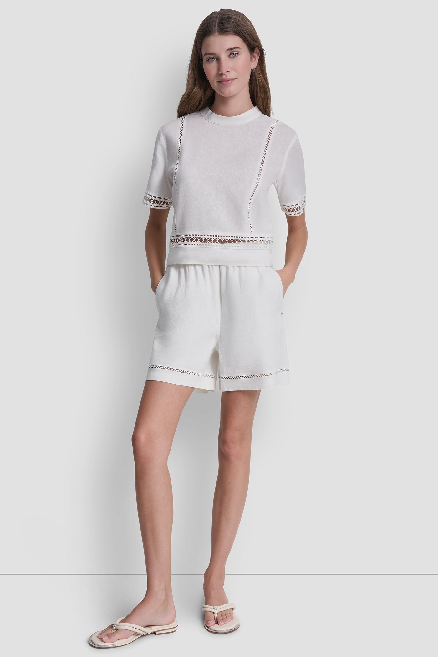 High Rise Linen Blend Short | Shorts | DKNY