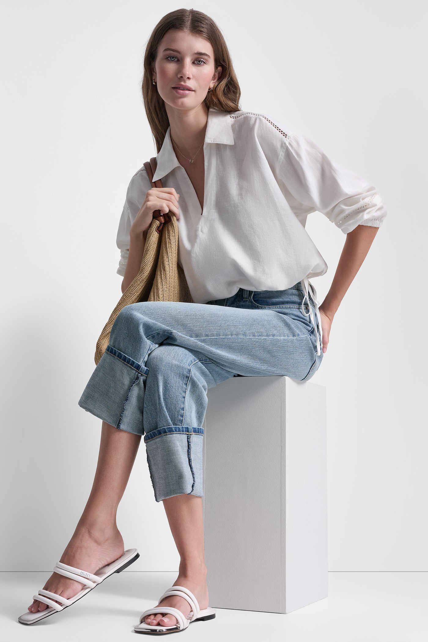 LINEN-BLEND V-NECK SHIRT VIEW 9 | Clothing