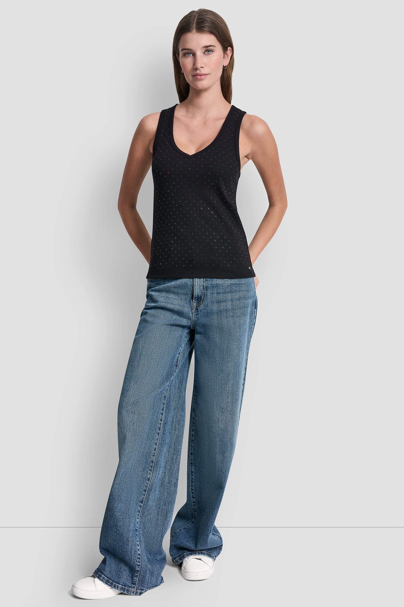 RHINESTONES V-NECK TANK VIEW 5 | DKNY JEANS