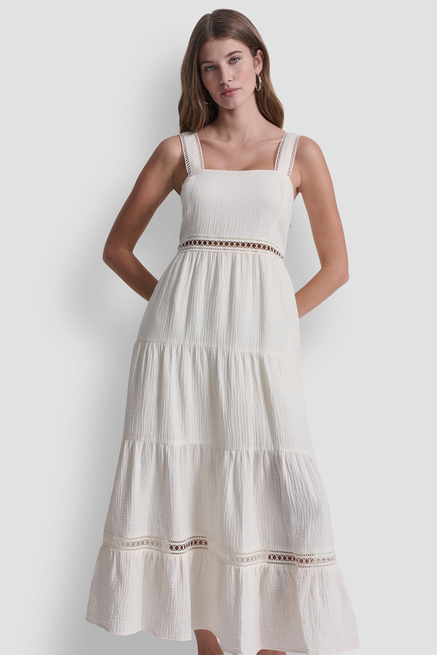 Tiered Tank Maxi Dress | Fit and Flare | DKNY Tiered Tank Maxi Dress | Fit and Flare | DKNY