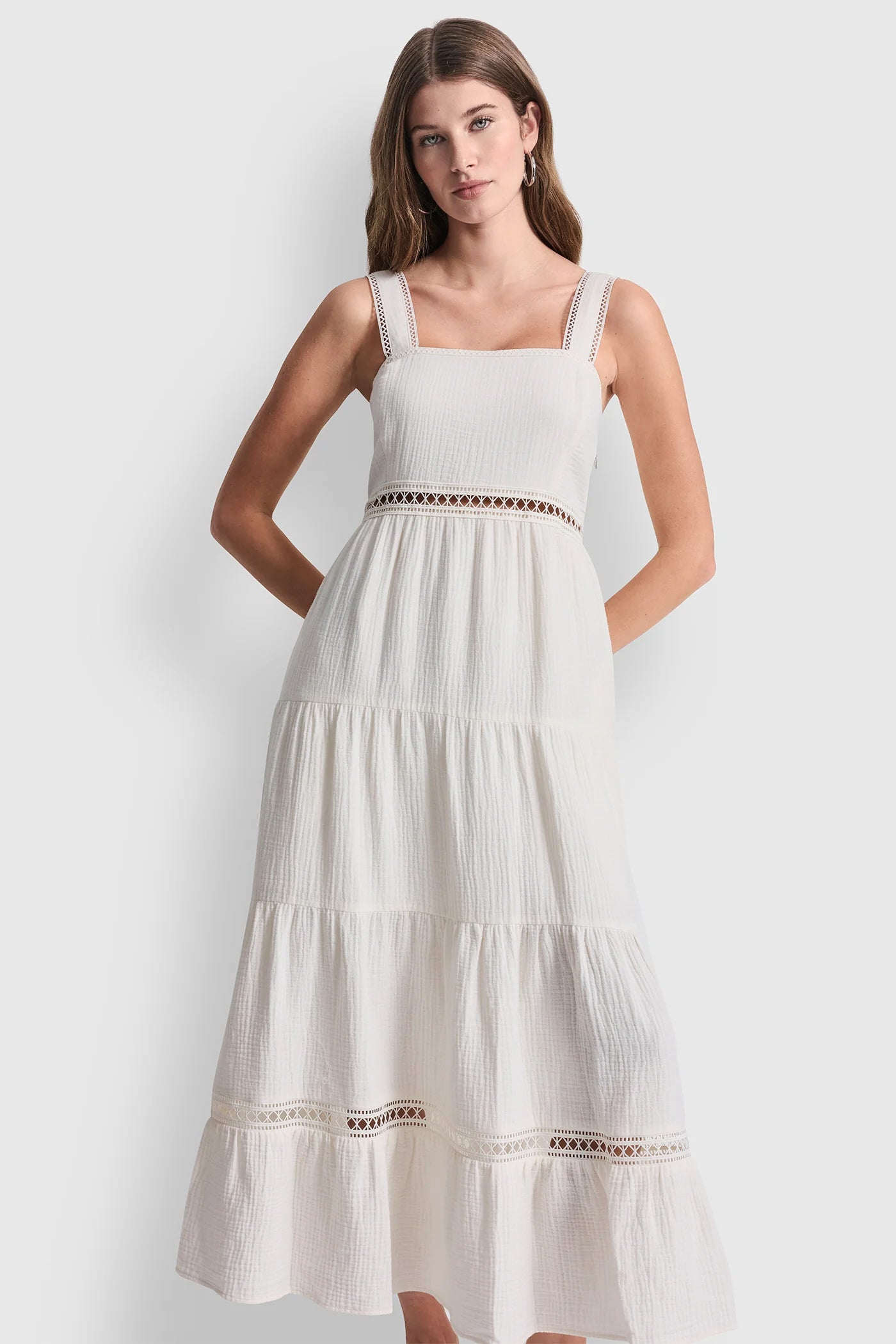 Eggnog TIERED TANK MAXI DRESS, VIEW 2 | Dresses & Jumpsuits