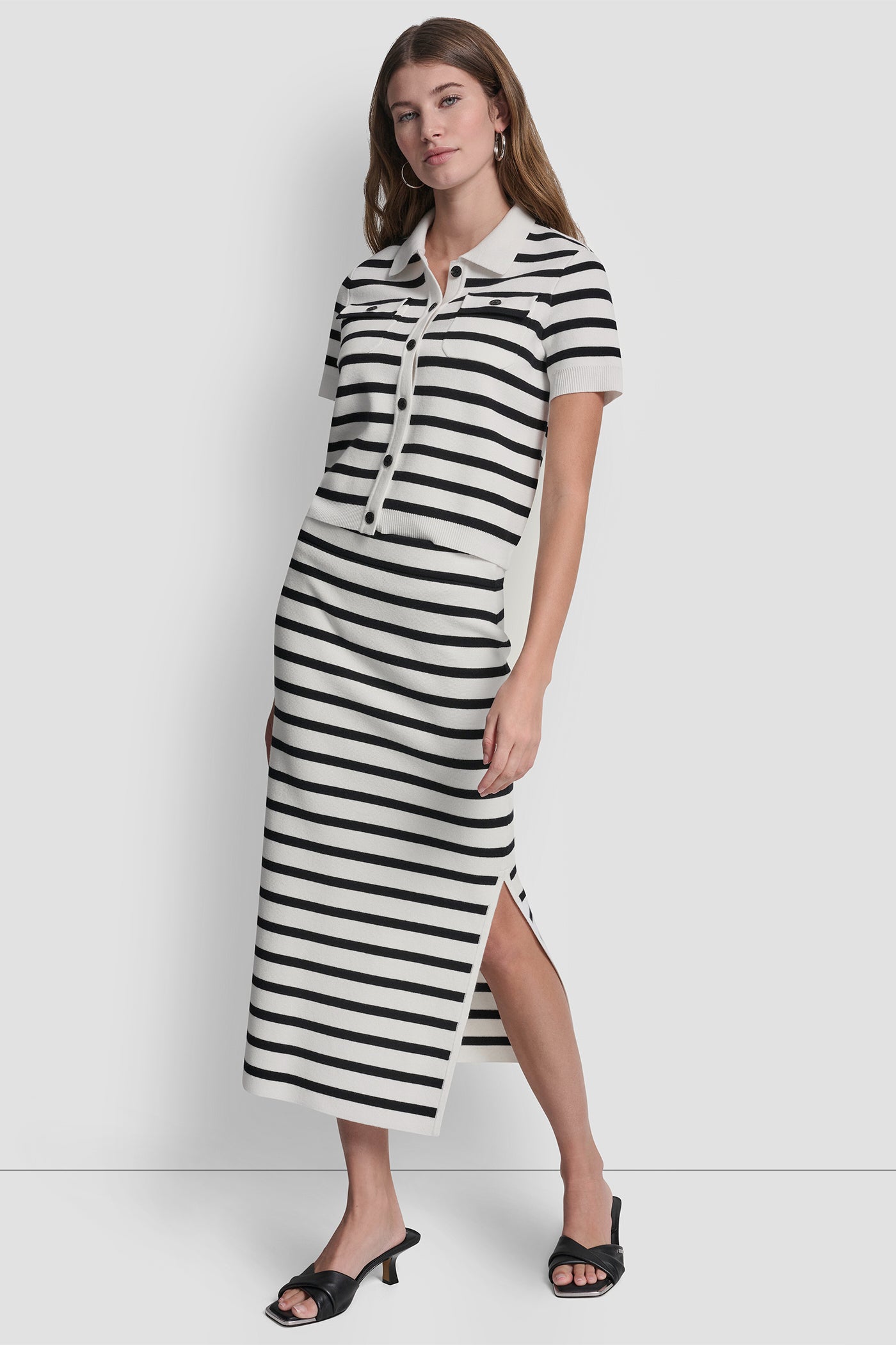 STRIPED MIDI SKIRT WITH SIDE SLIT VIEW 6 | Skirts
