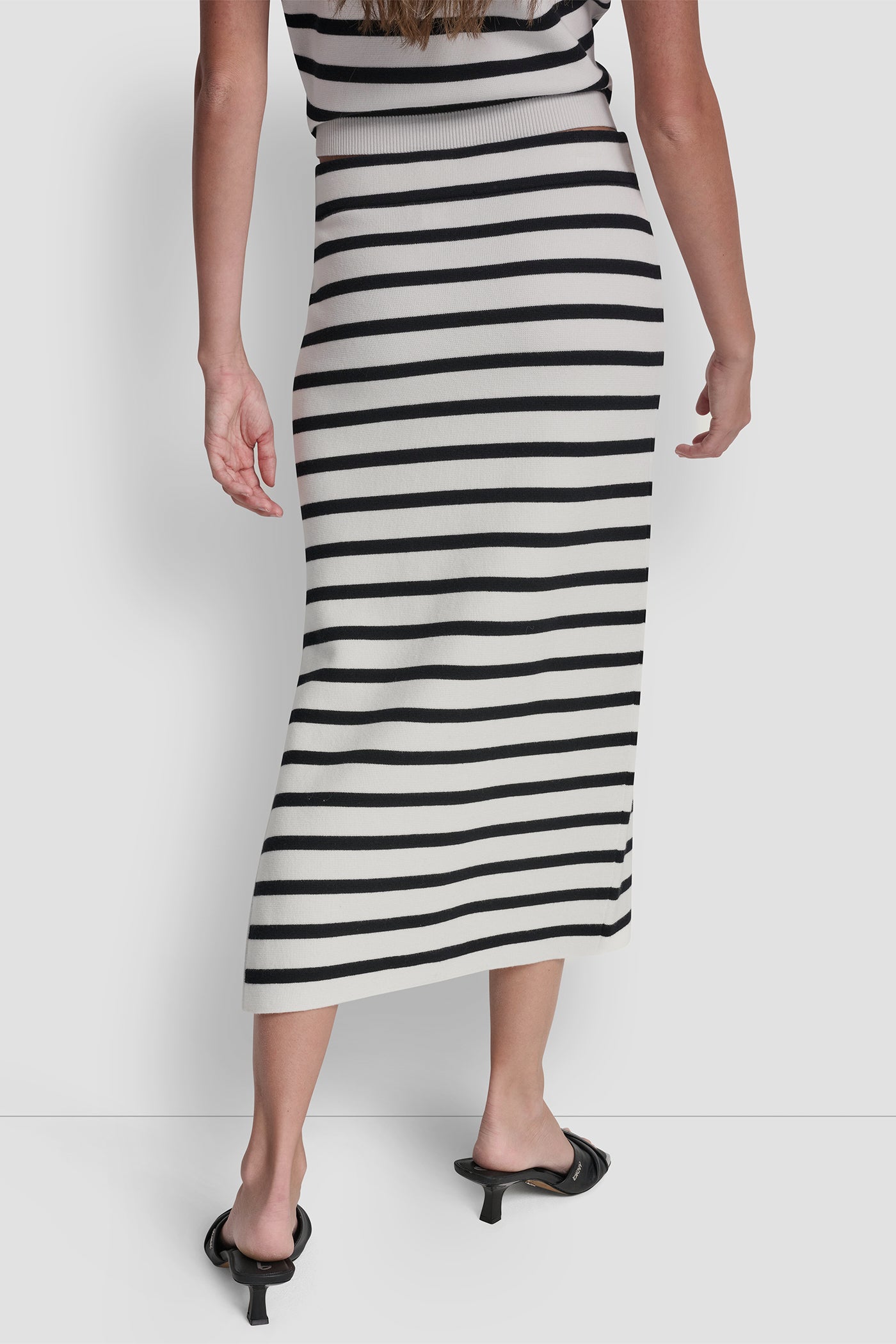 STRIPED MIDI SKIRT WITH SIDE SLIT VIEW 2 | Skirts