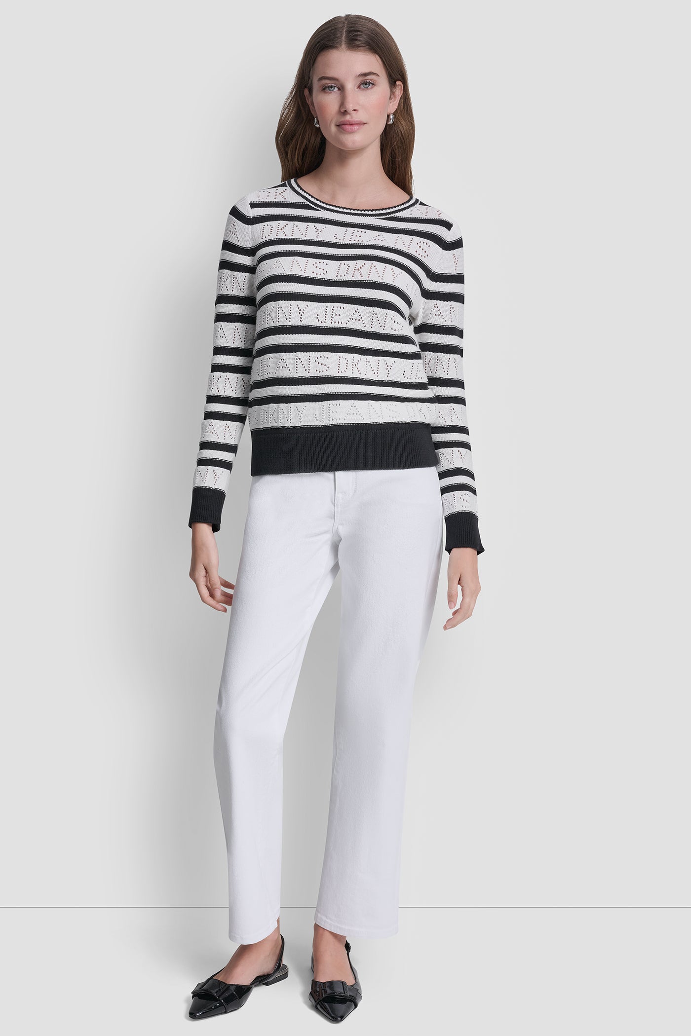 LOGO POINTELLE STRIPED SWEATER VIEW 5 | Clothing