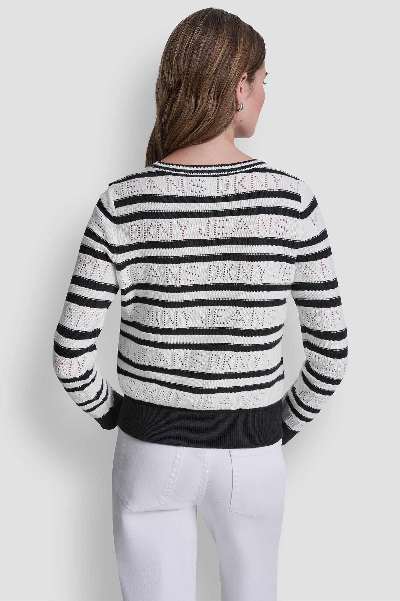 LOGO POINTELLE STRIPED SWEATER VIEW 3 | Clothing