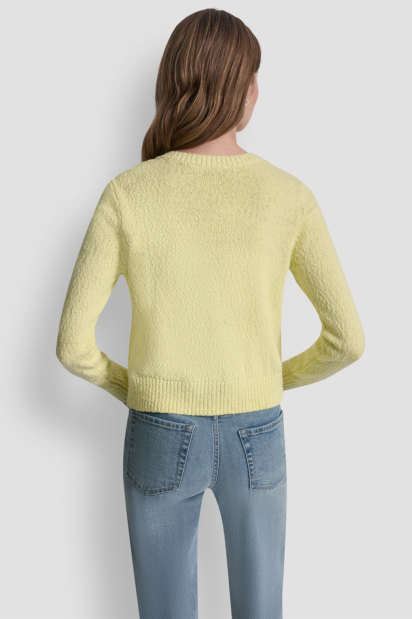 Lemon Light CREW NECK CARDIGAN WITH PATCH POCKETS, VIEW 2 | New Arrivals