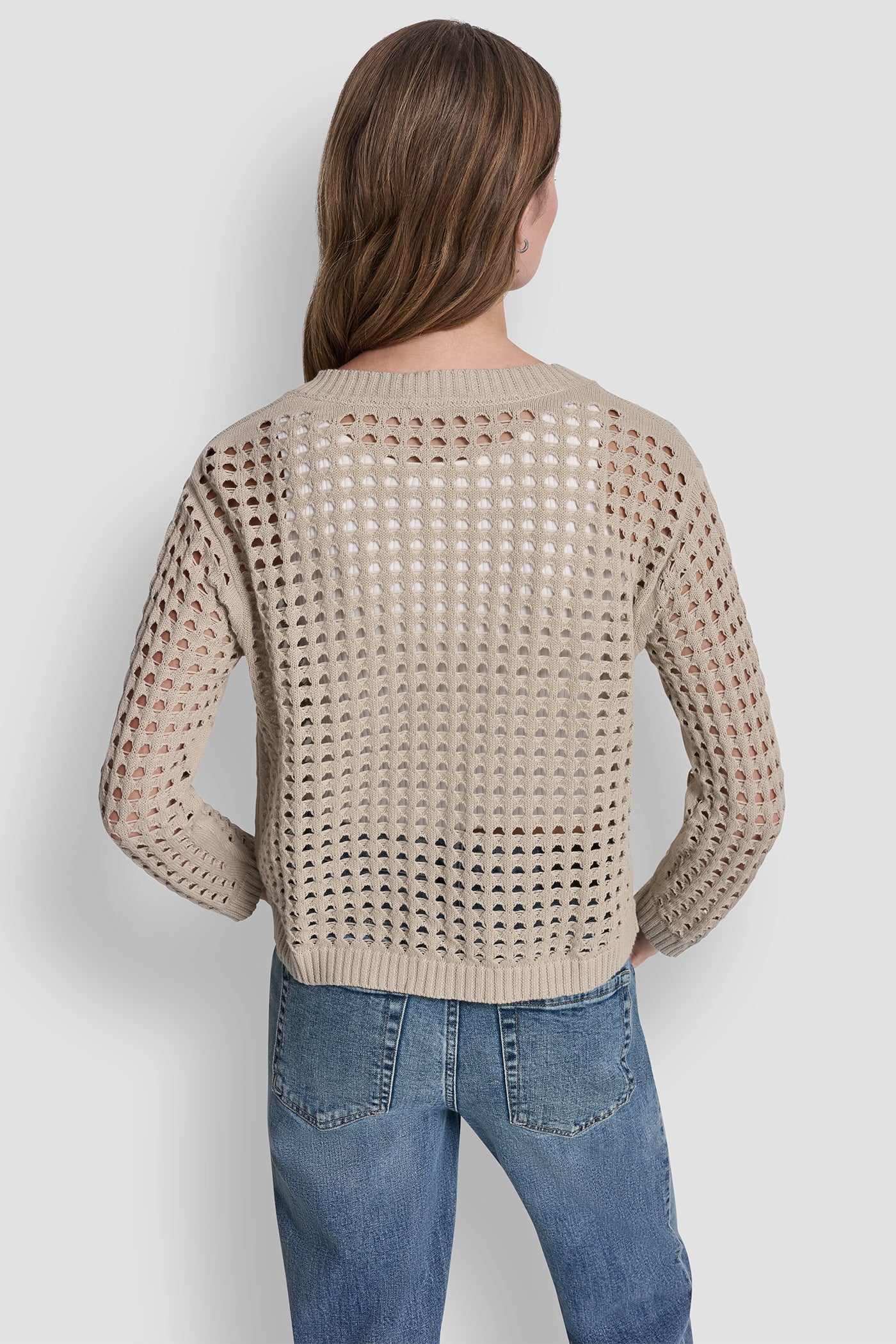 Pebble OPEN-STITCH CARDIGAN, BACK VIEW | Clothing
