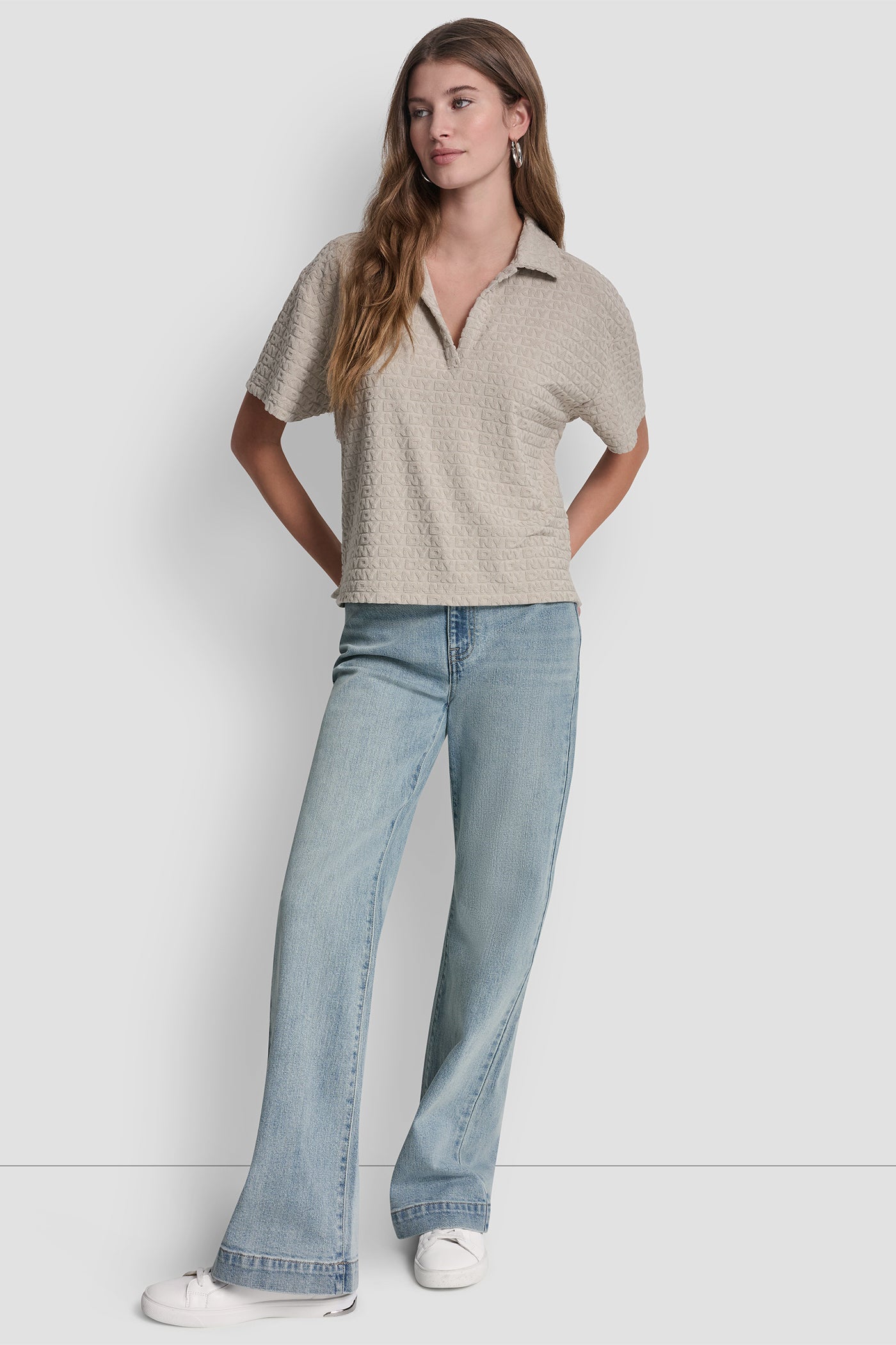 LOGO JACQUARD BOXY POLO TEE VIEW 5 | Tees & Tanks