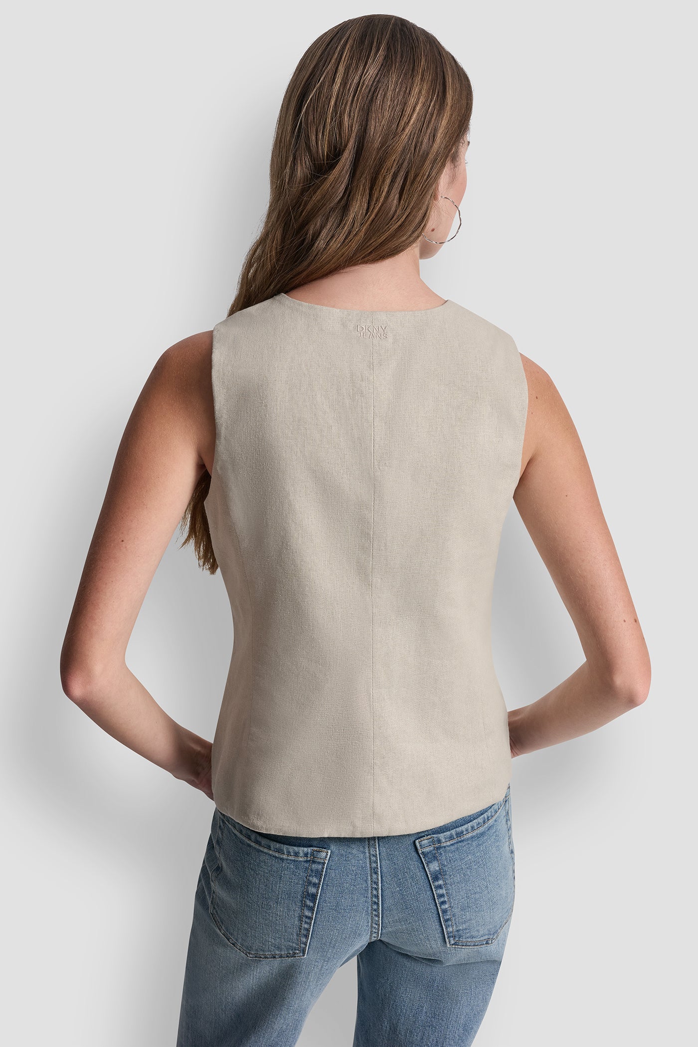 Pebble LINEN BUTTON-FRONT VEST, BACK VIEW | NEW NEUTRALS