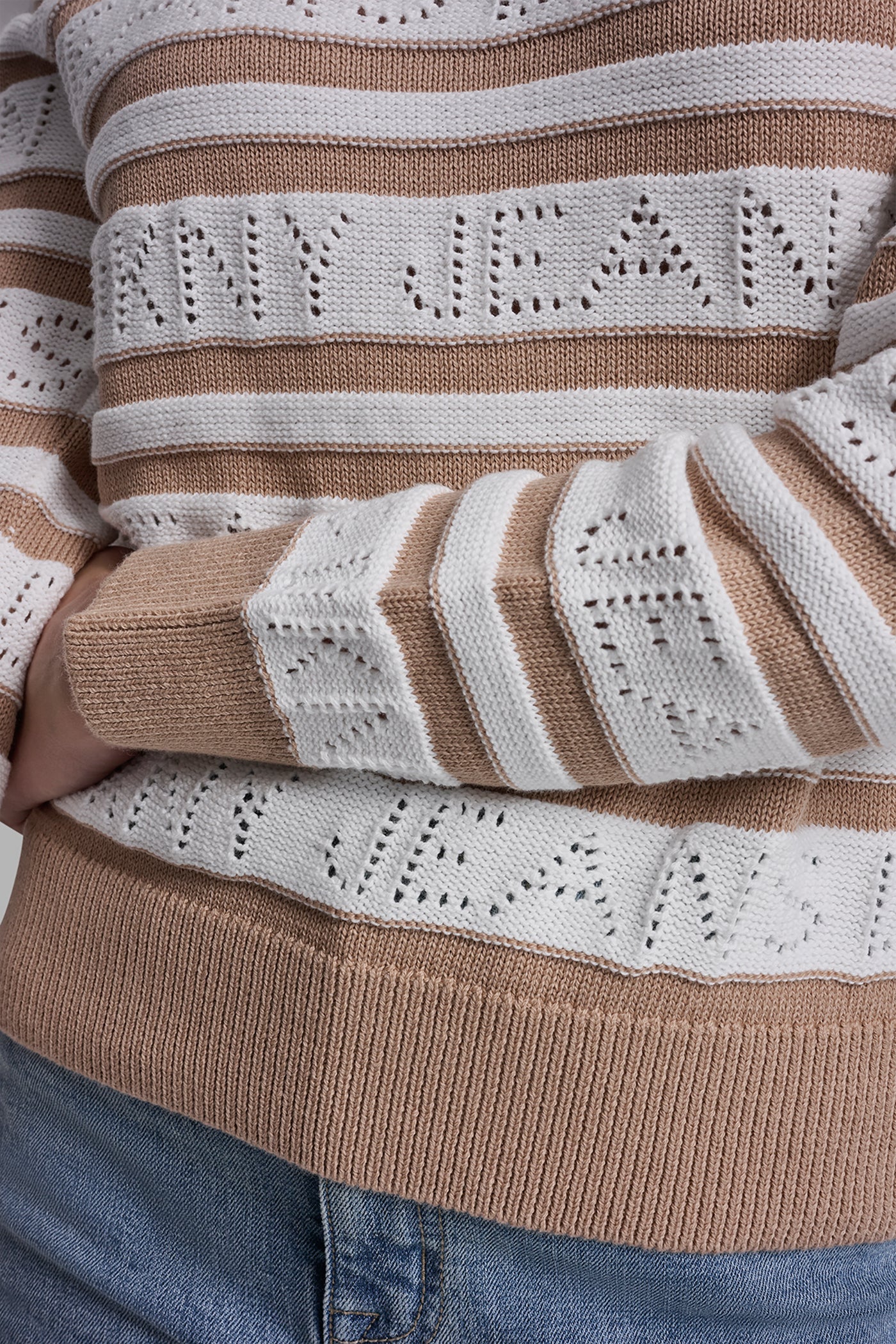 LOGO POINTELLE STRIPED SWEATER VIEW 7 | Clothing