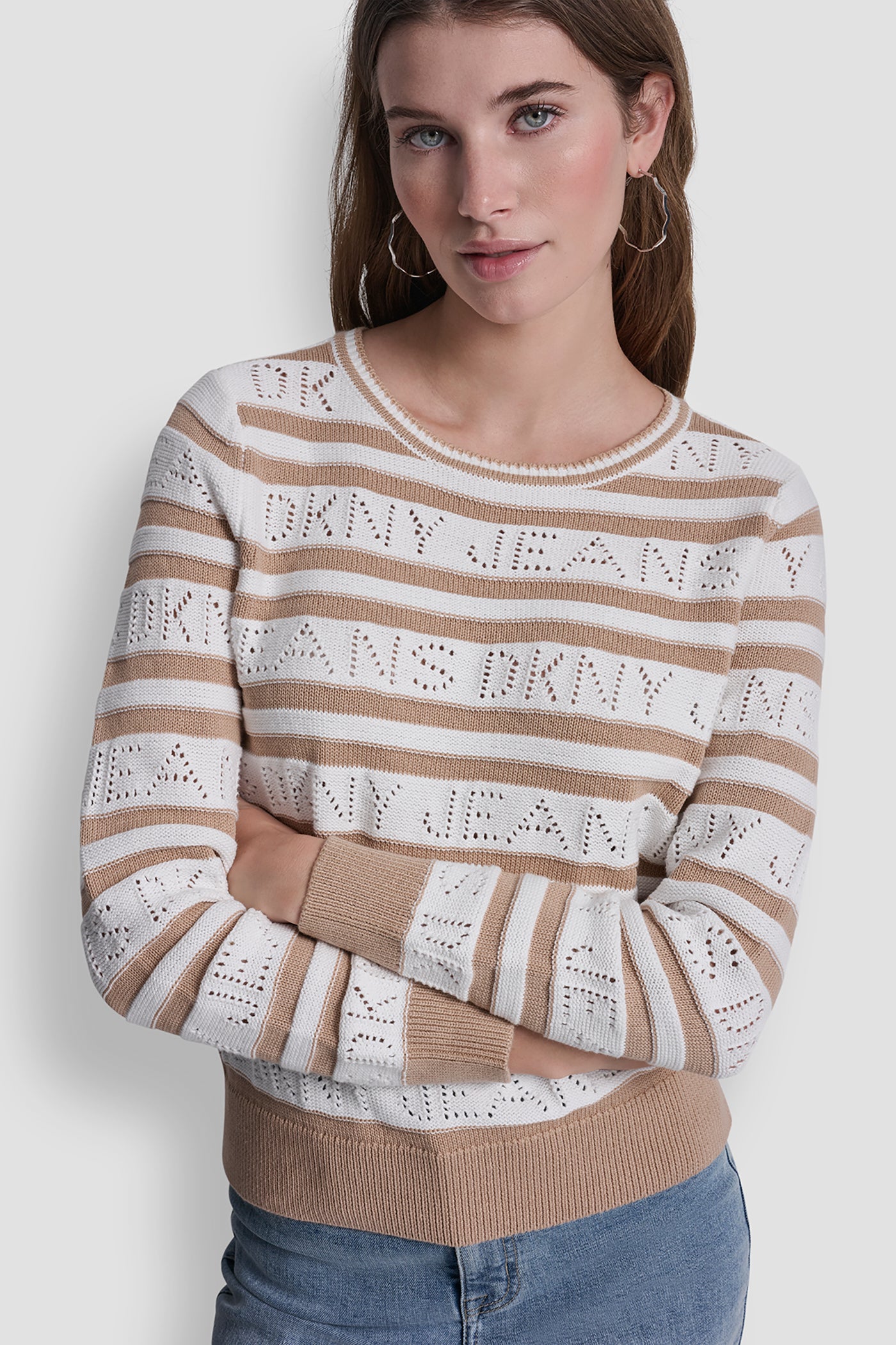 LOGO POINTELLE STRIPED SWEATER VIEW 6 | Clothing