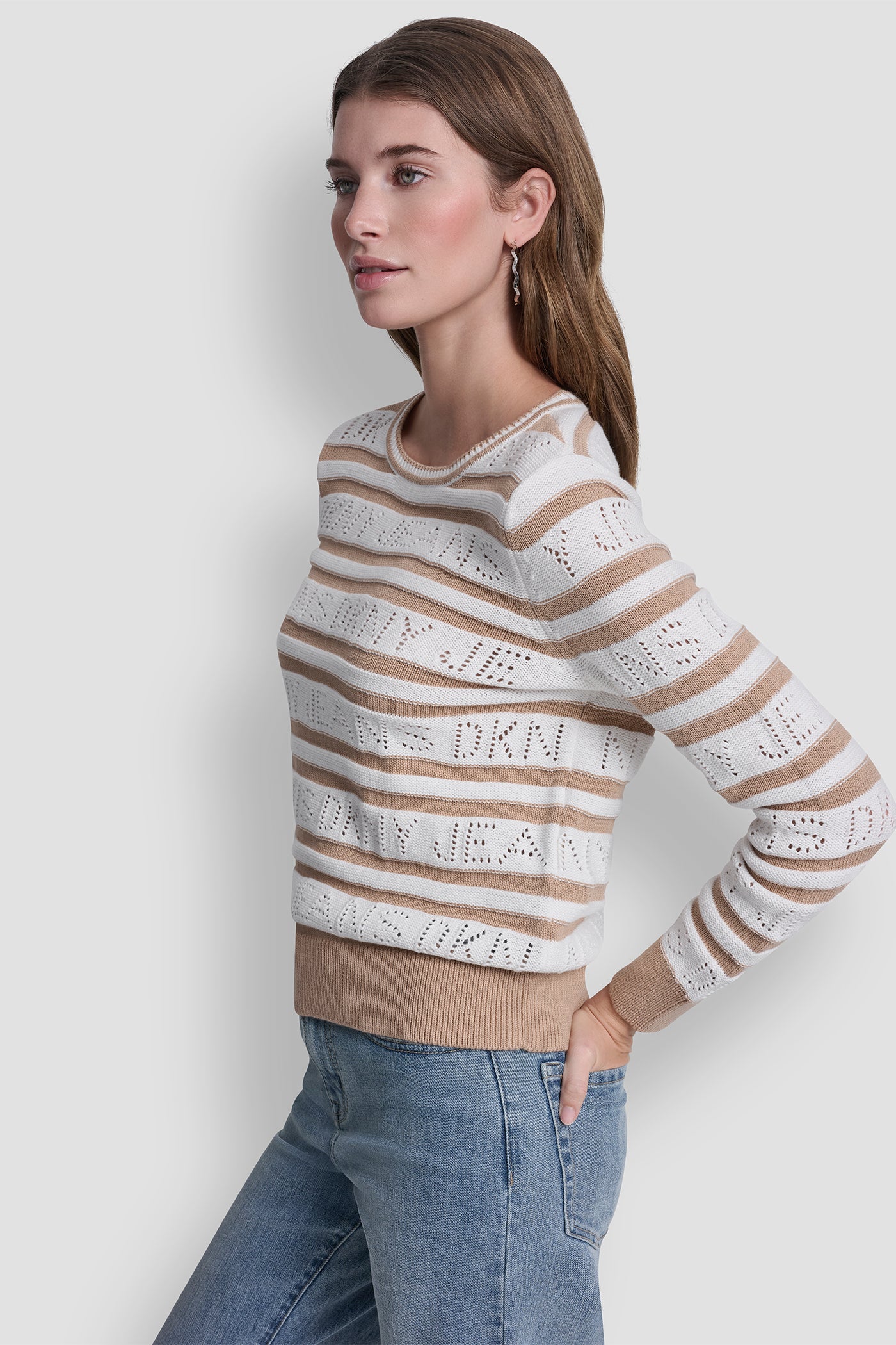LOGO POINTELLE STRIPED SWEATER VIEW 4 | Clothing