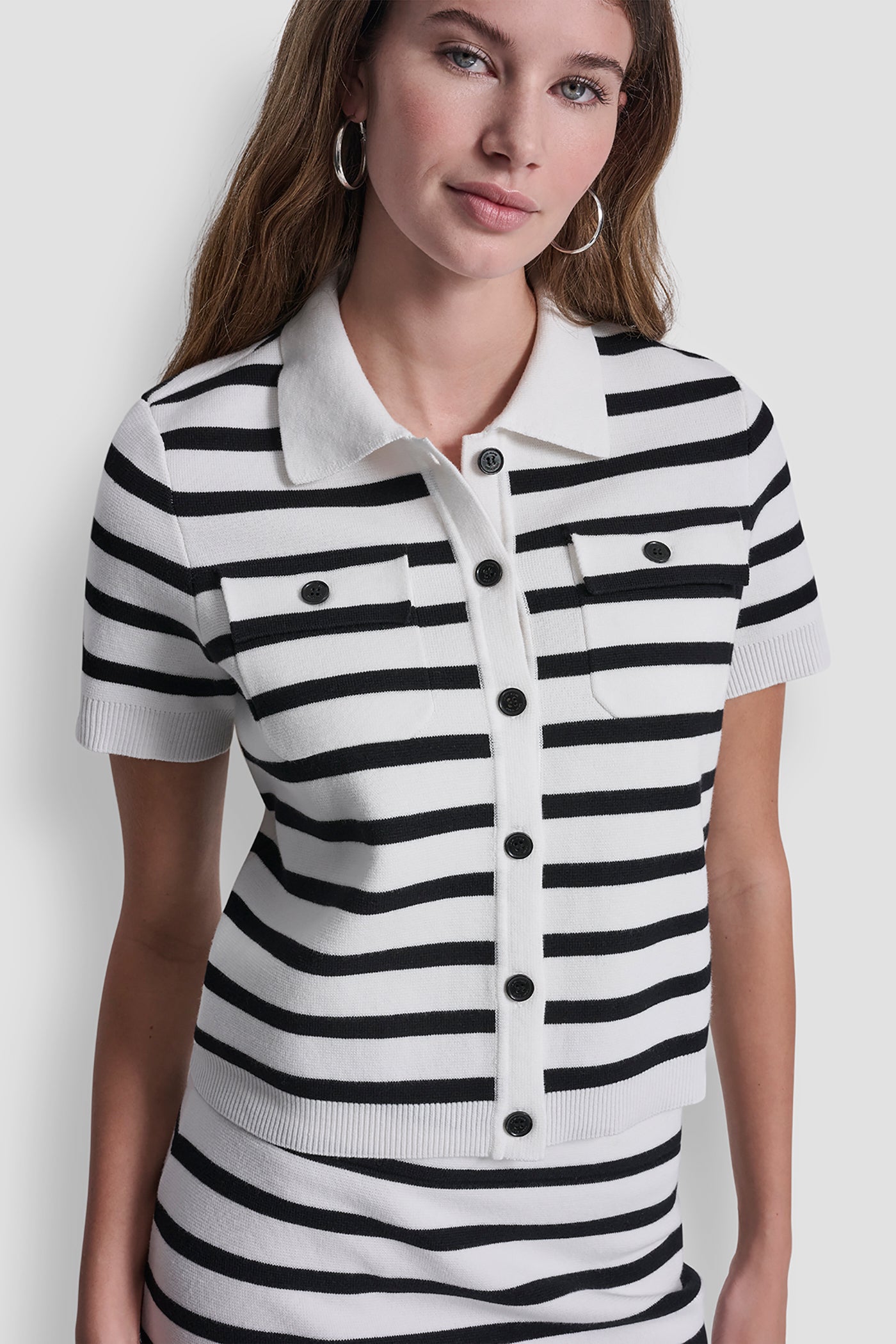 SHORT-SLEEVE STRIPED POLO CARDIGAN VIEW 6 | Clothing