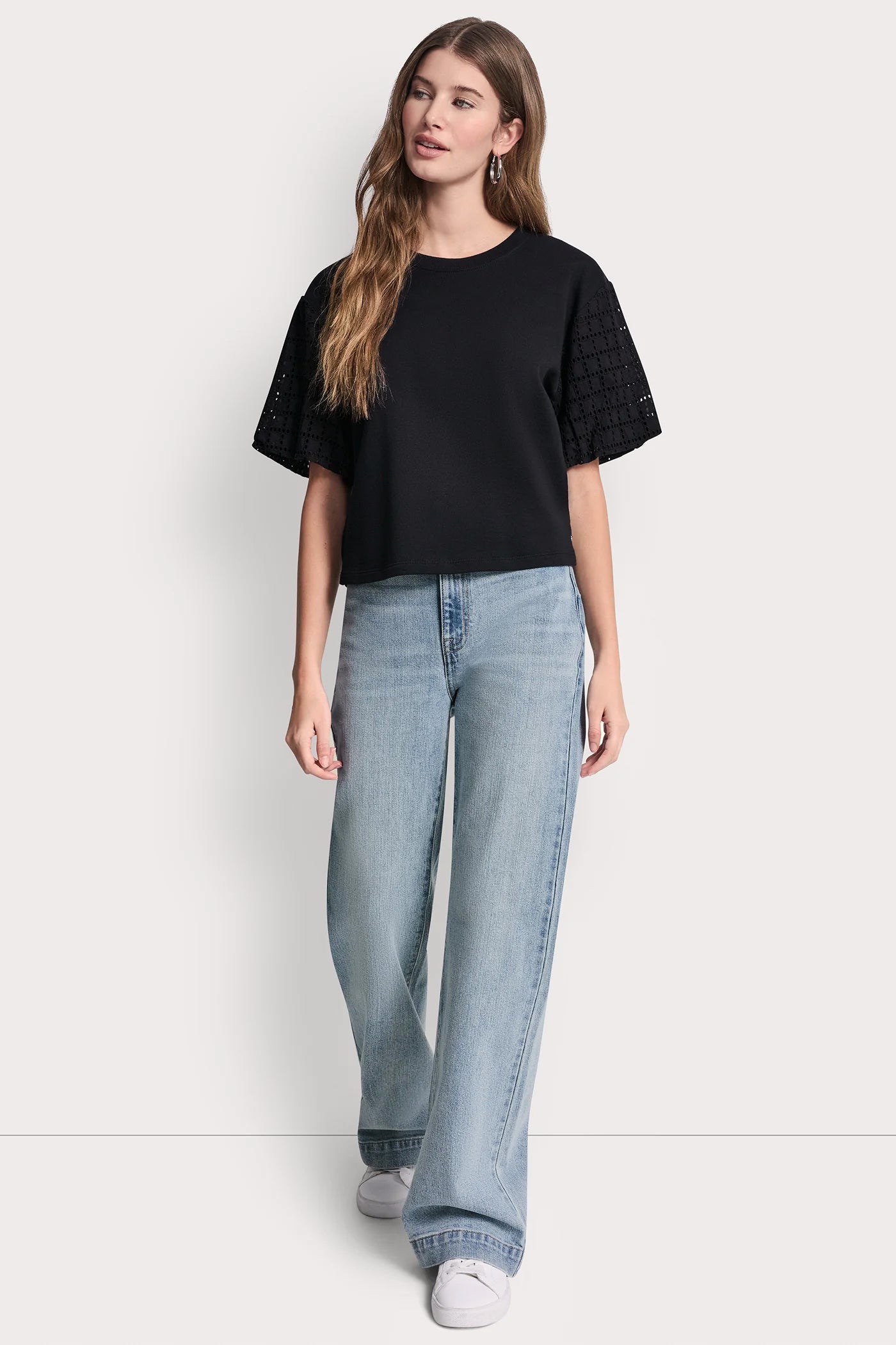 EYELET PUFF SLEEVE SHIRT VIEW 4 | WOMEN'S SWEATERS & TOPS