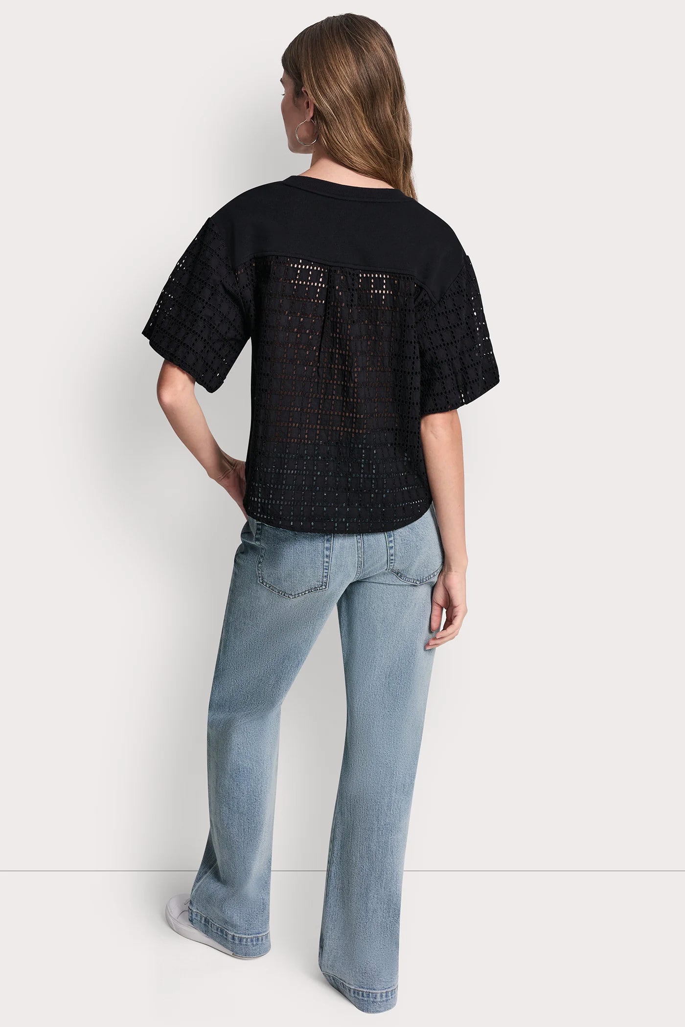 EYELET PUFF SLEEVE SHIRT VIEW 3 | WOMEN'S SWEATERS & TOPS