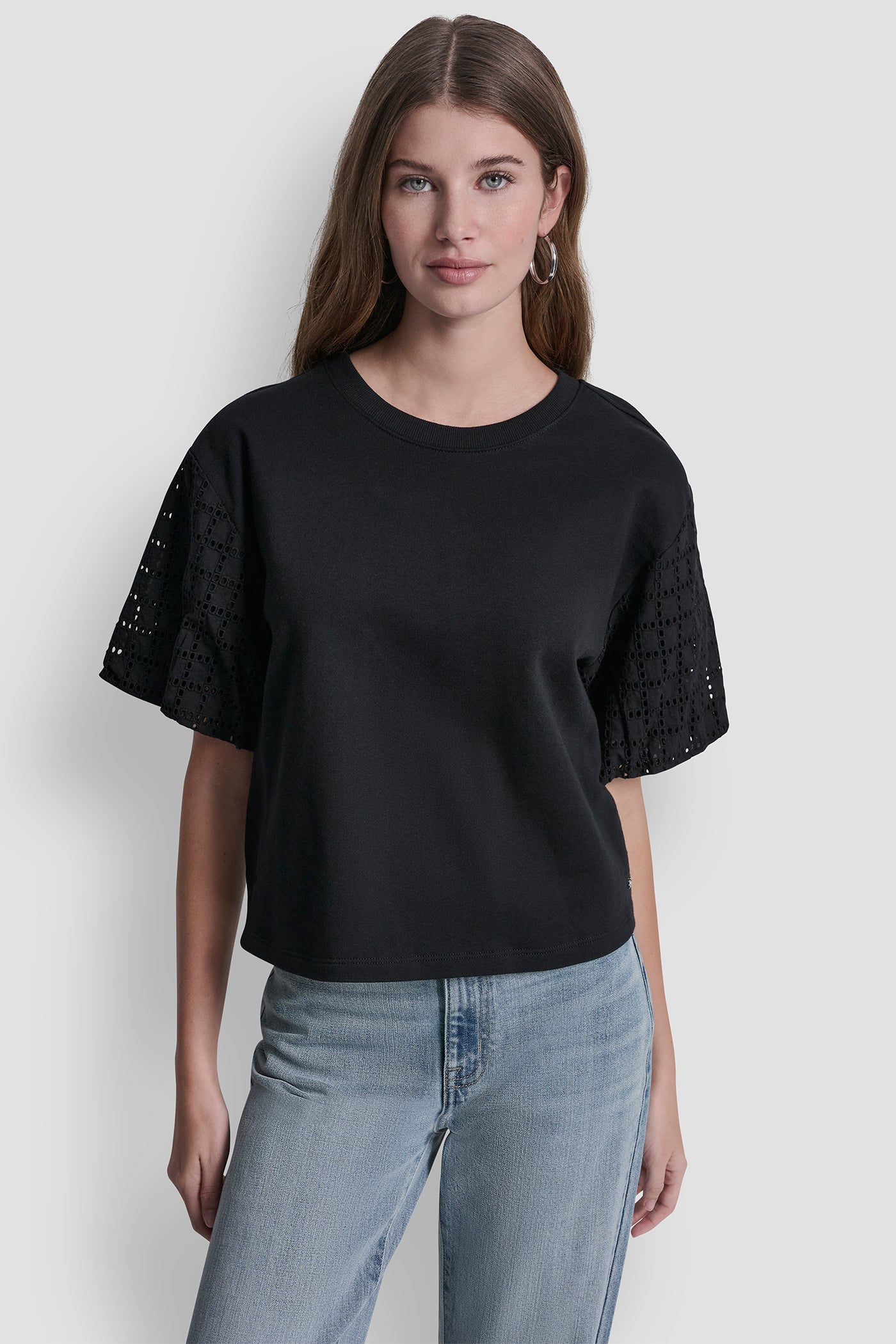 EYELET PUFF SLEEVE SHIRT VIEW 3 | Clothing