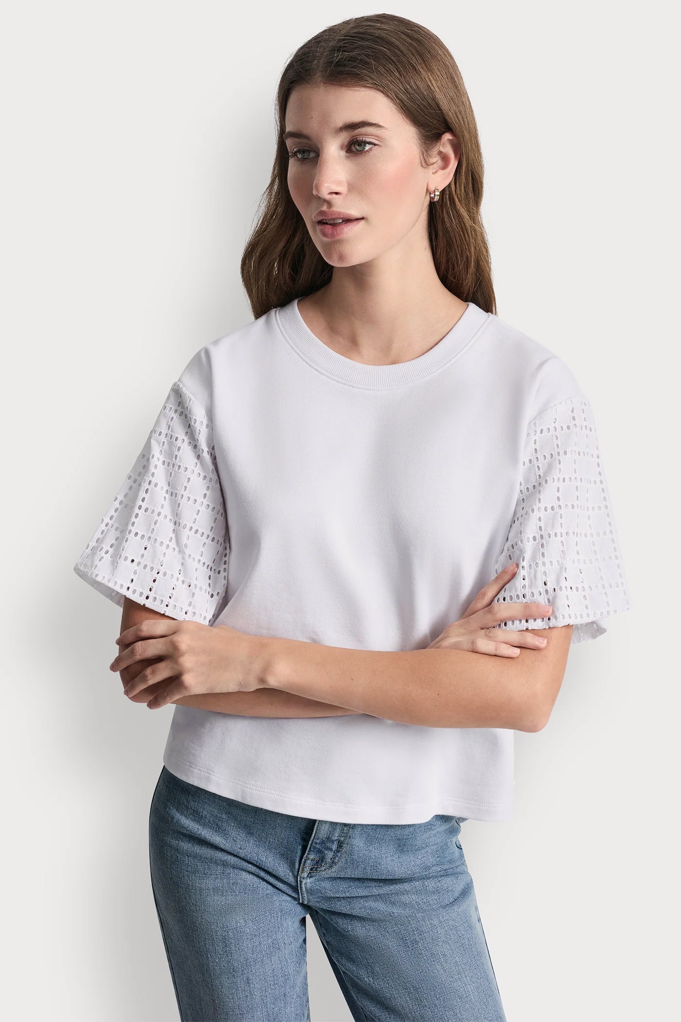 EYELET PUFF SLEEVE SHIRT VIEW 4 | WOMEN'S SWEATERS & TOPS