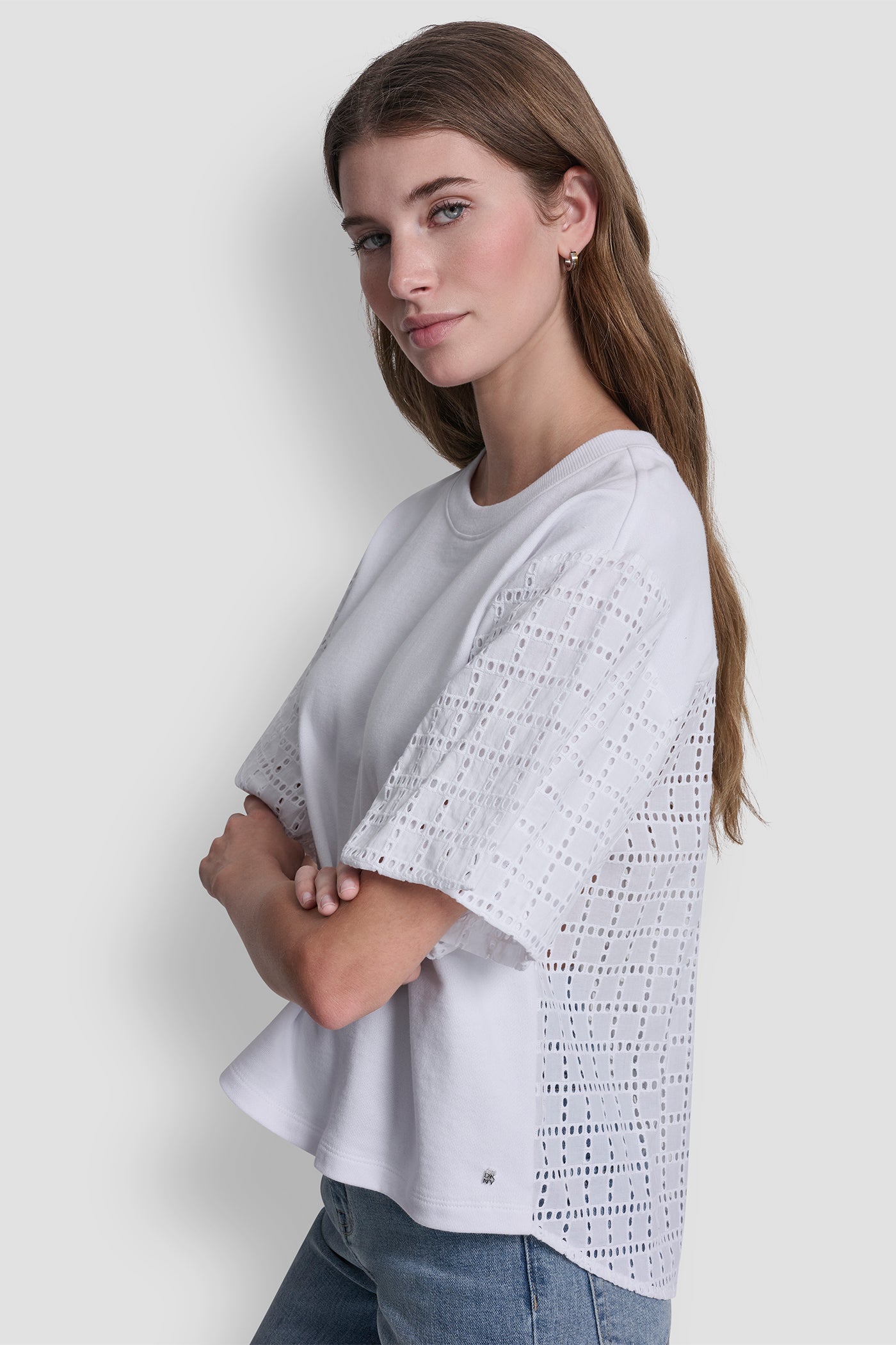 EYELET PUFF SLEEVE SHIRT VIEW 3 | Clothing