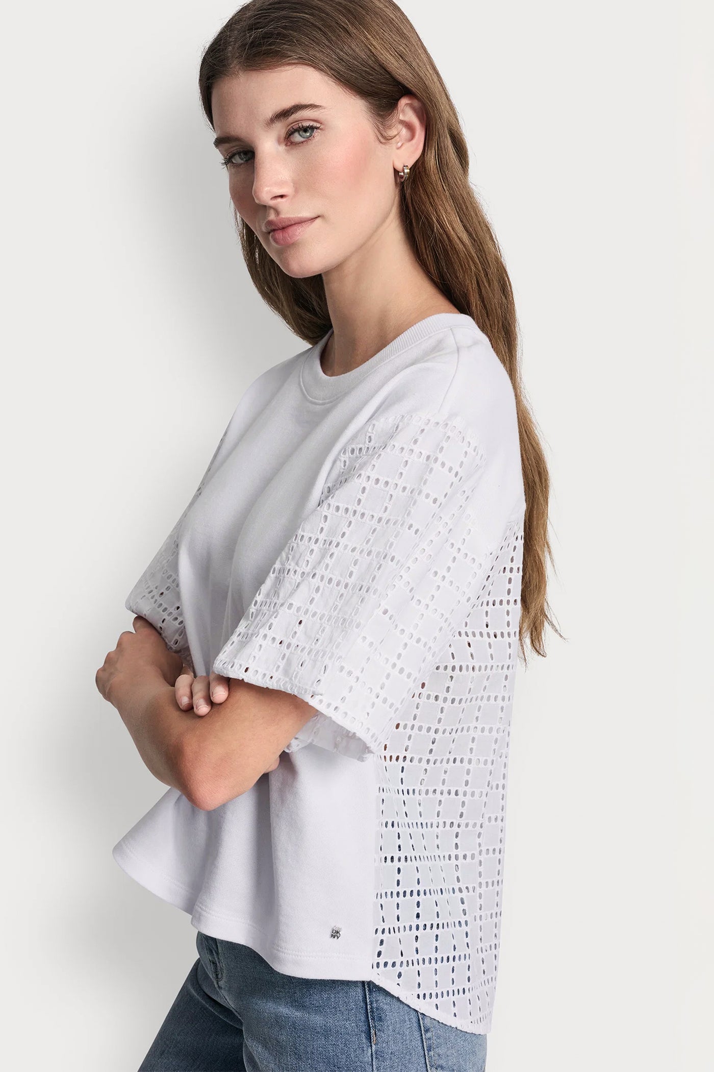 EYELET PUFF SLEEVE SHIRT VIEW 3 | WOMEN'S SWEATERS & TOPS