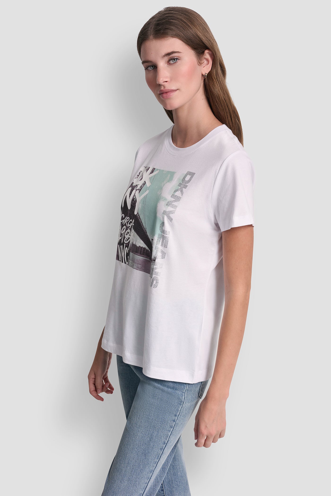 DKNY RHINESTONE GRAFITI TEE VIEW 3 | Gifts Under $50