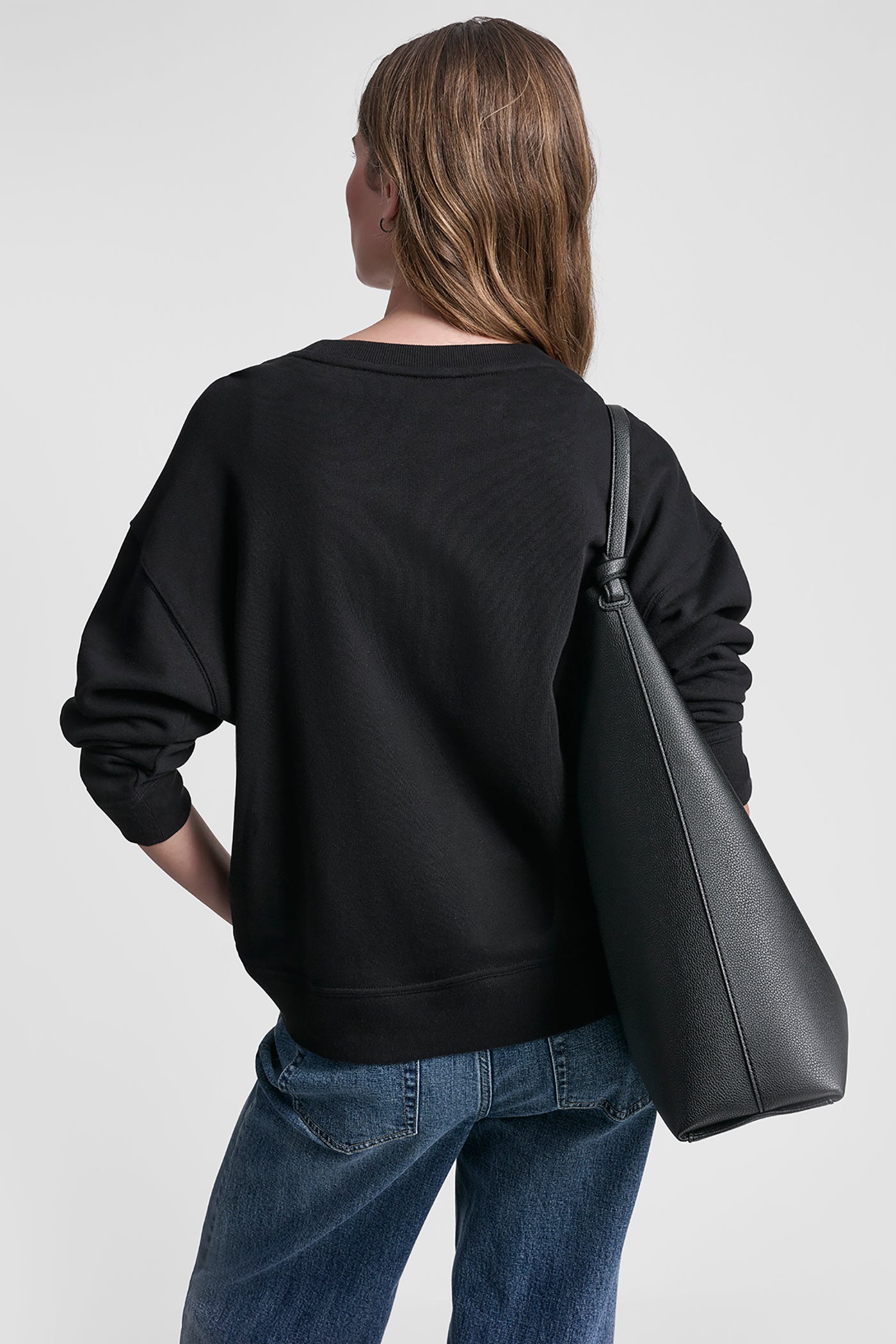 Black/Taxi Cab Yellow DKNY TAXI PHOTOREAL LOGO SWEATSHIRT, VIEW 2 | All Products