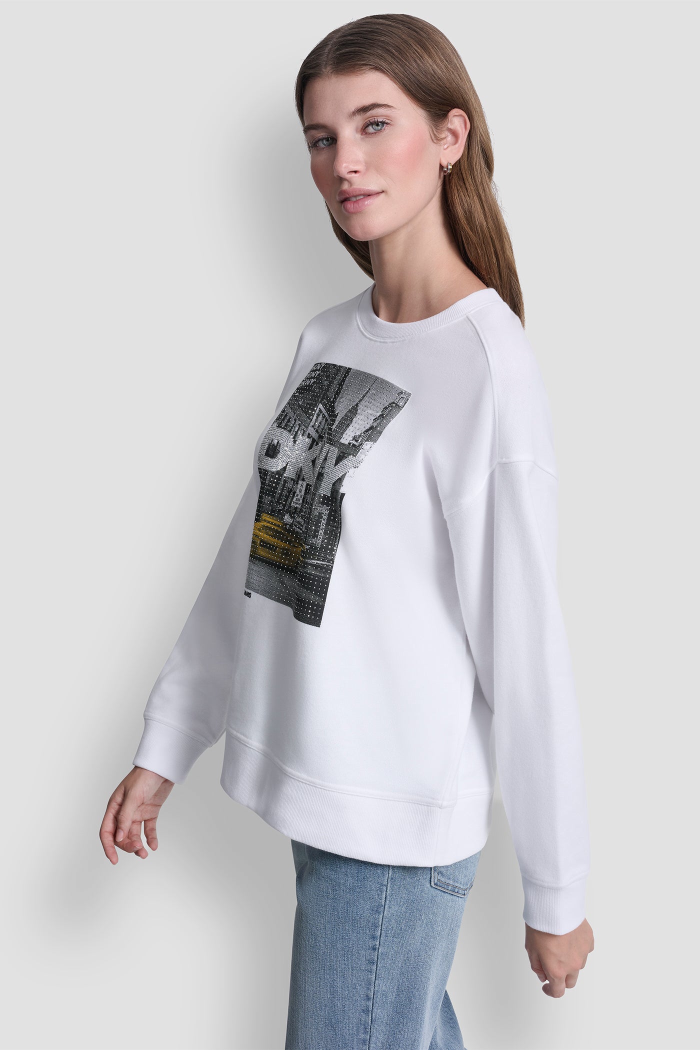 DKNY RHINESTONE TAXI LOGO SWEATSHIRT VIEW 3 | Sweatshirts & Joggers