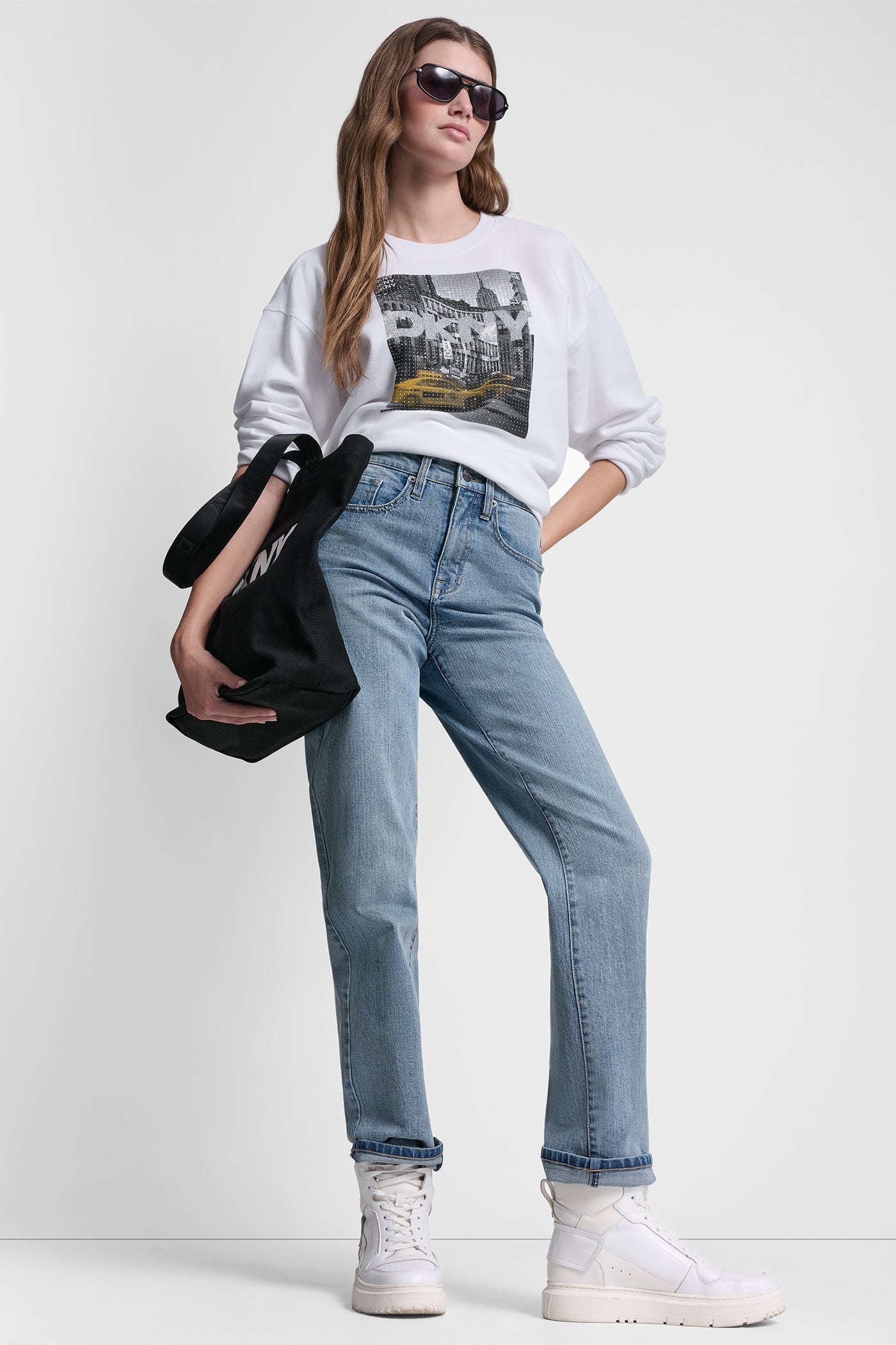 Dkny Rhinestone Taxi Logo Sweatshirt | DKNY