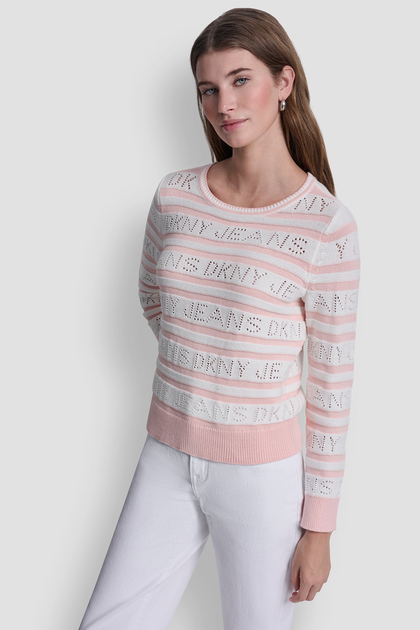LOGO POINTELLE STRIPED SWEATER VIEW 4 | Clothing