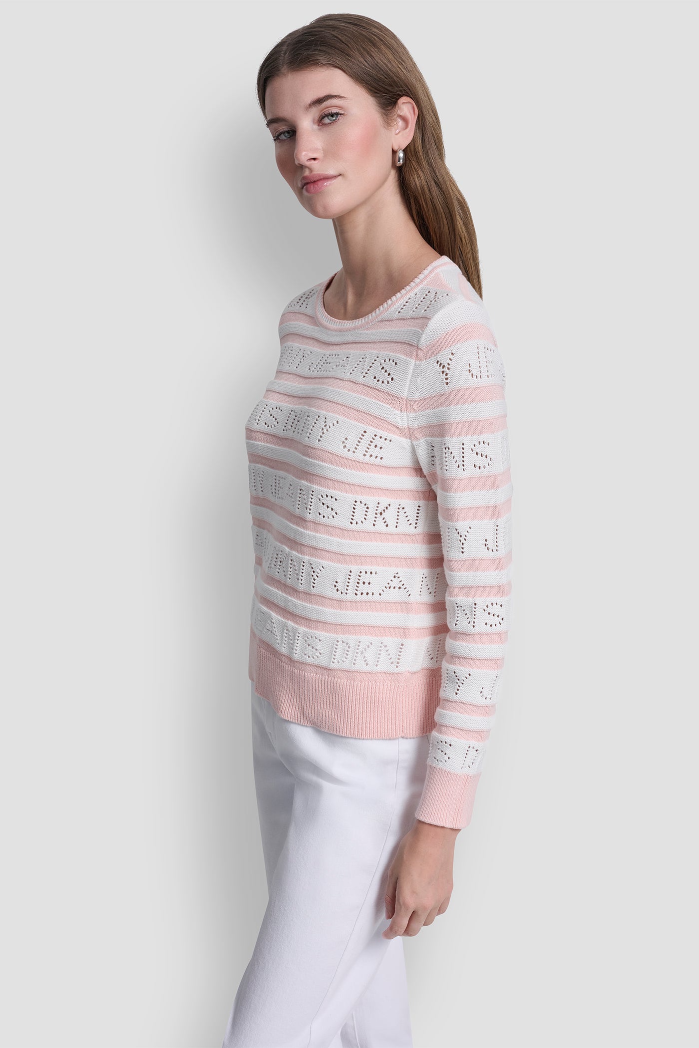 LOGO POINTELLE STRIPED SWEATER VIEW 3 | Clothing