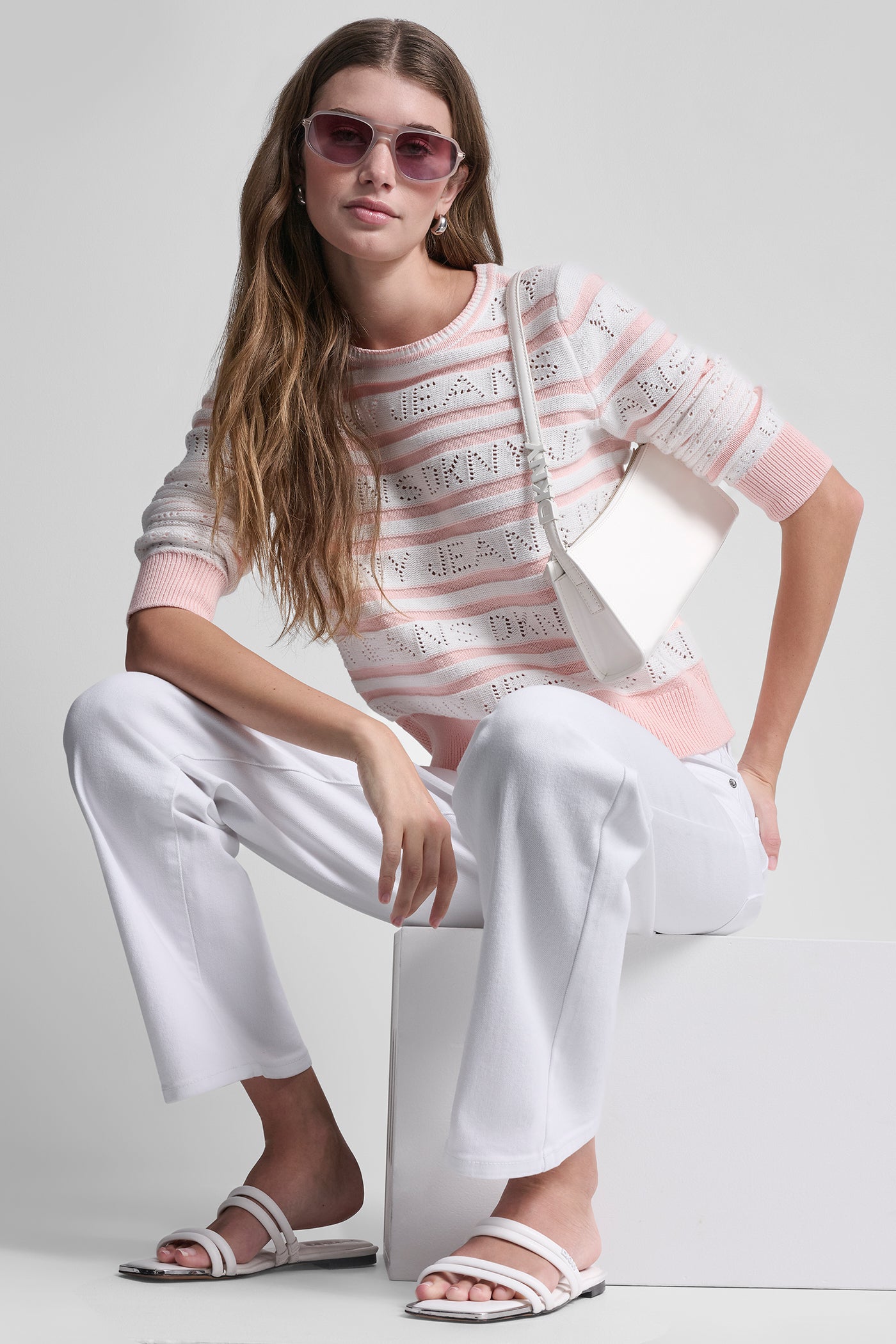 LOGO POINTELLE STRIPED SWEATER VIEW 7 | Clothing