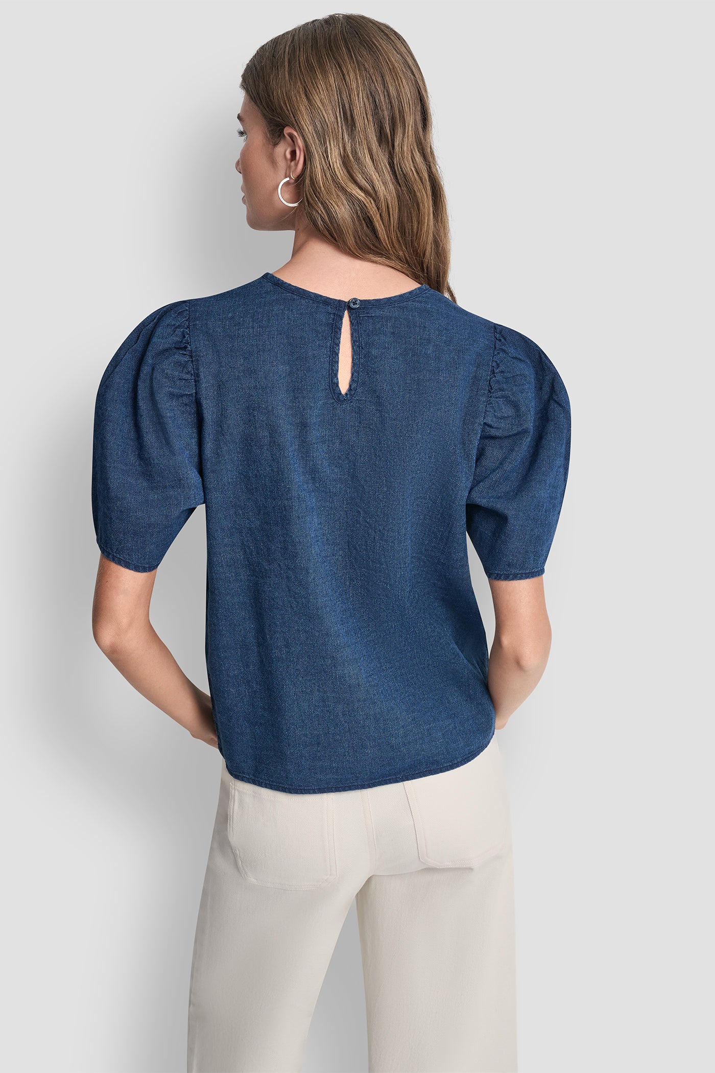 PUFF SLEEVE RUCHED FRONT SHIRT VIEW 3 | DKNY JEANS
