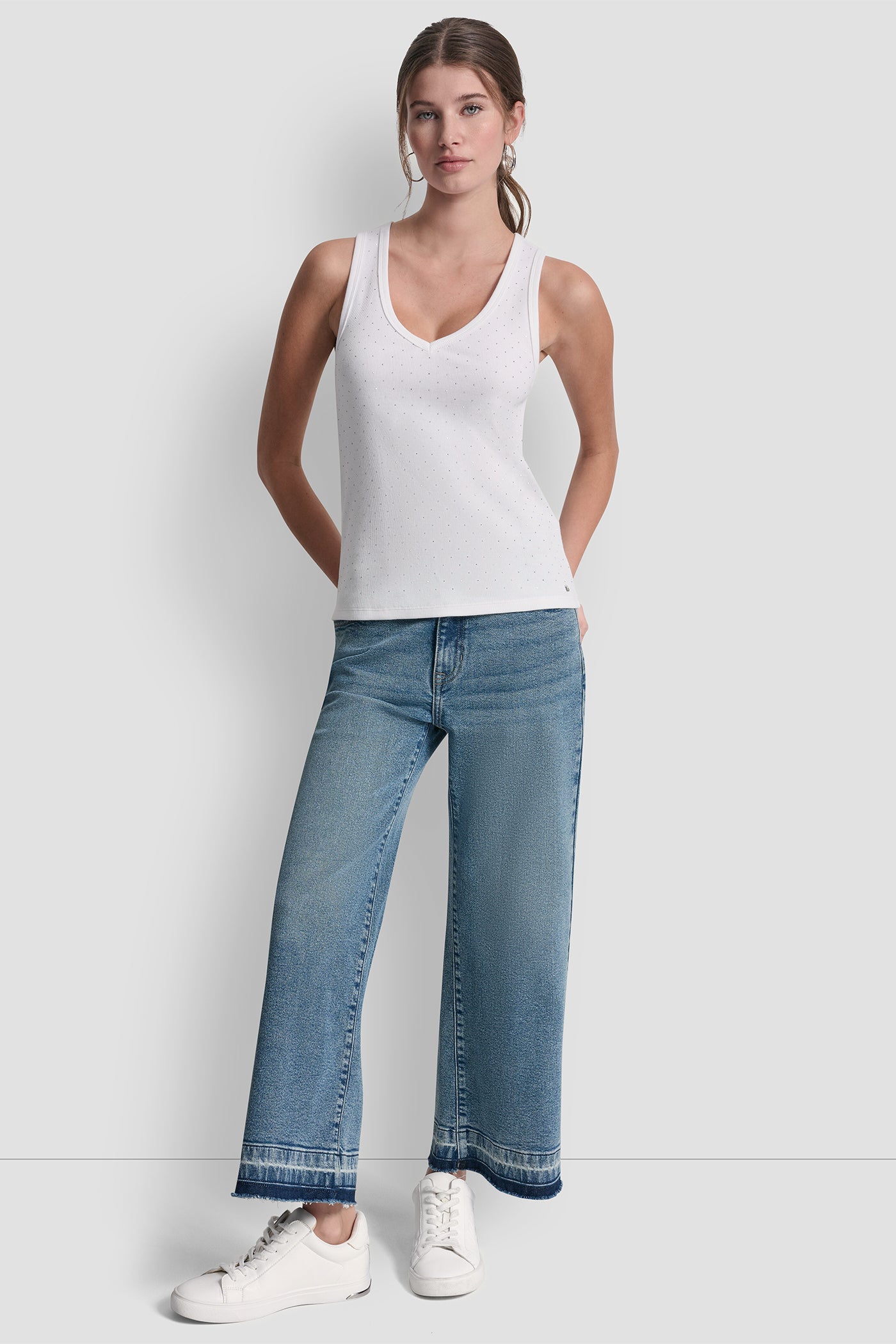 RHINESTONES V-NECK TANK VIEW 4 | DKNY JEANS